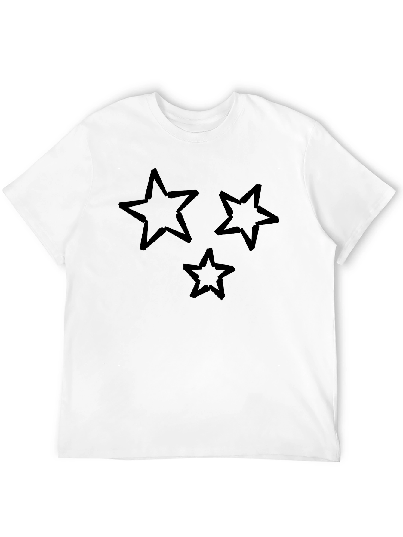 Trendy Three Star Graphic Black T-Shirt