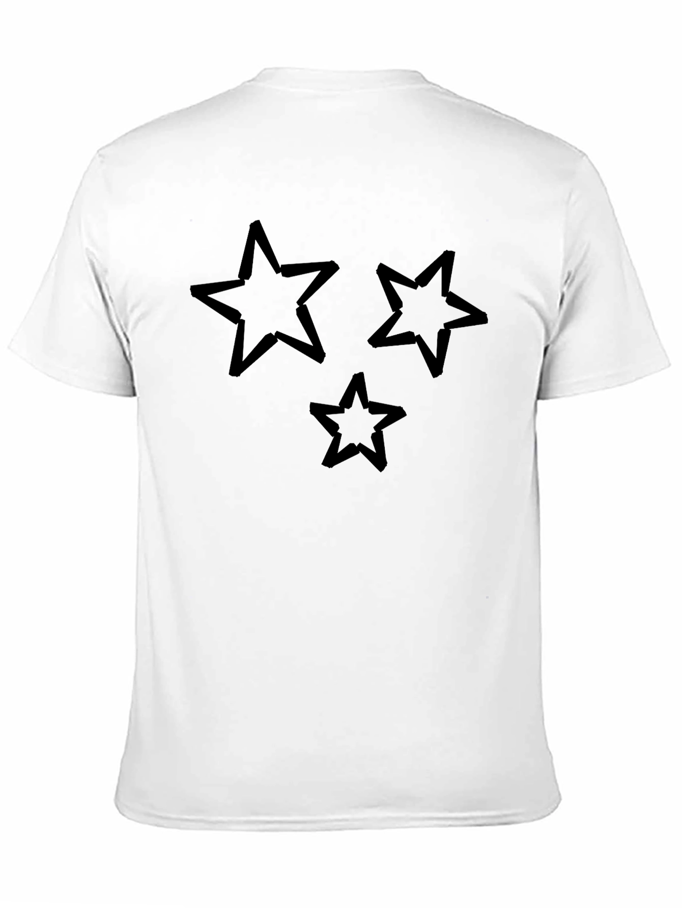 Trendy Three Star Graphic Black T-Shirt
