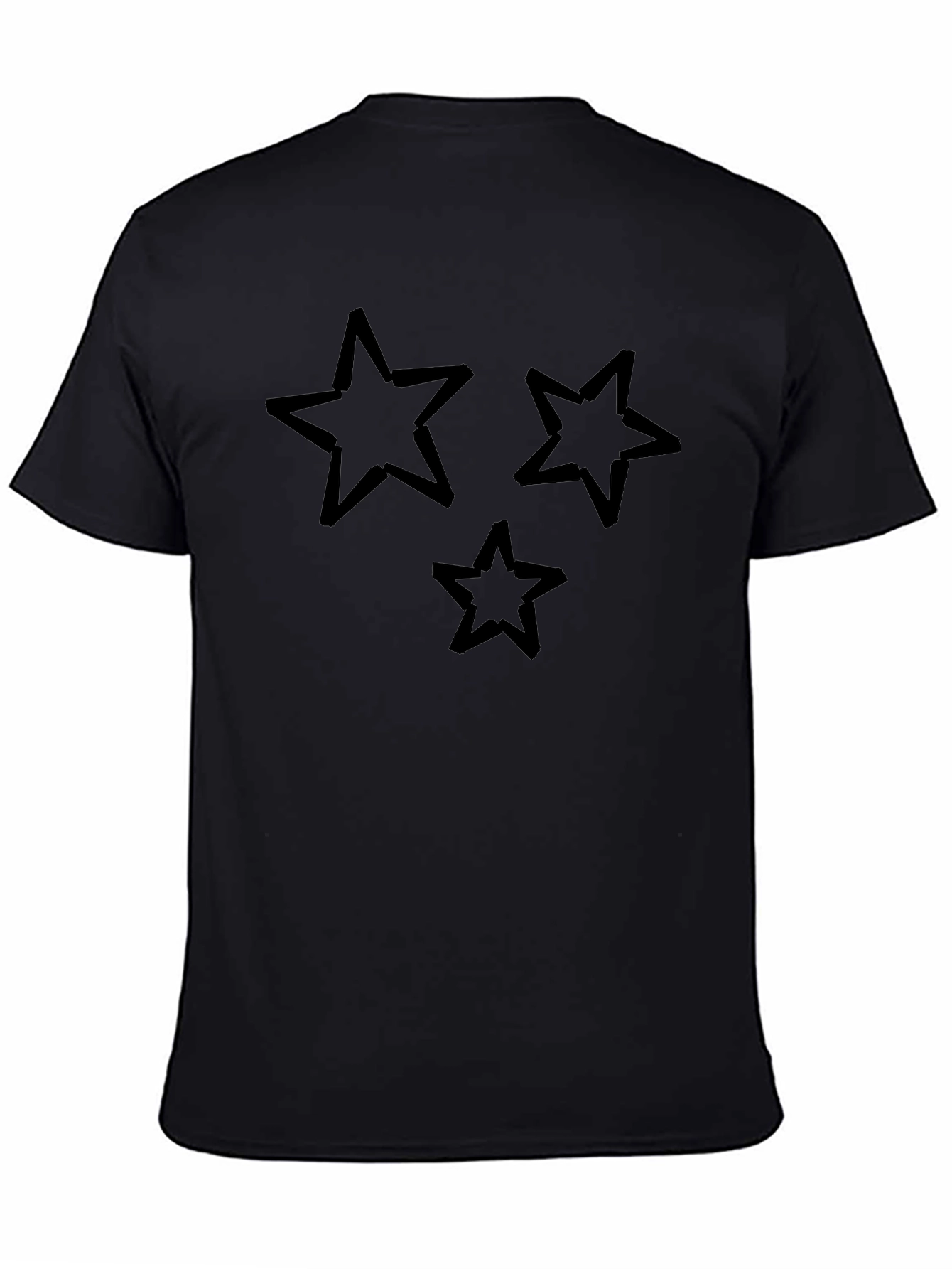 Trendy Three Star Graphic Black T-Shirt