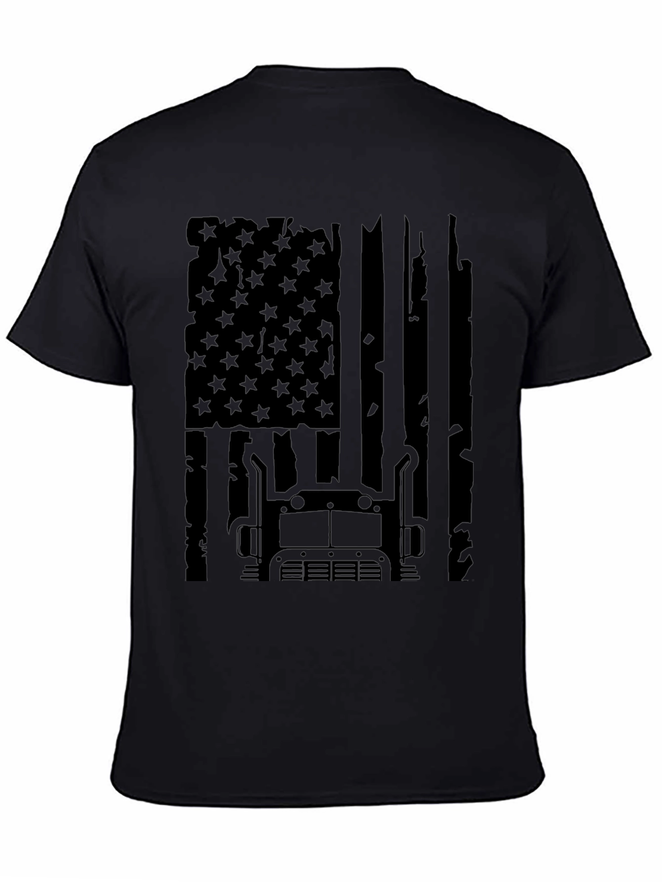 Trucker USA Flag Graphic Tee - Black