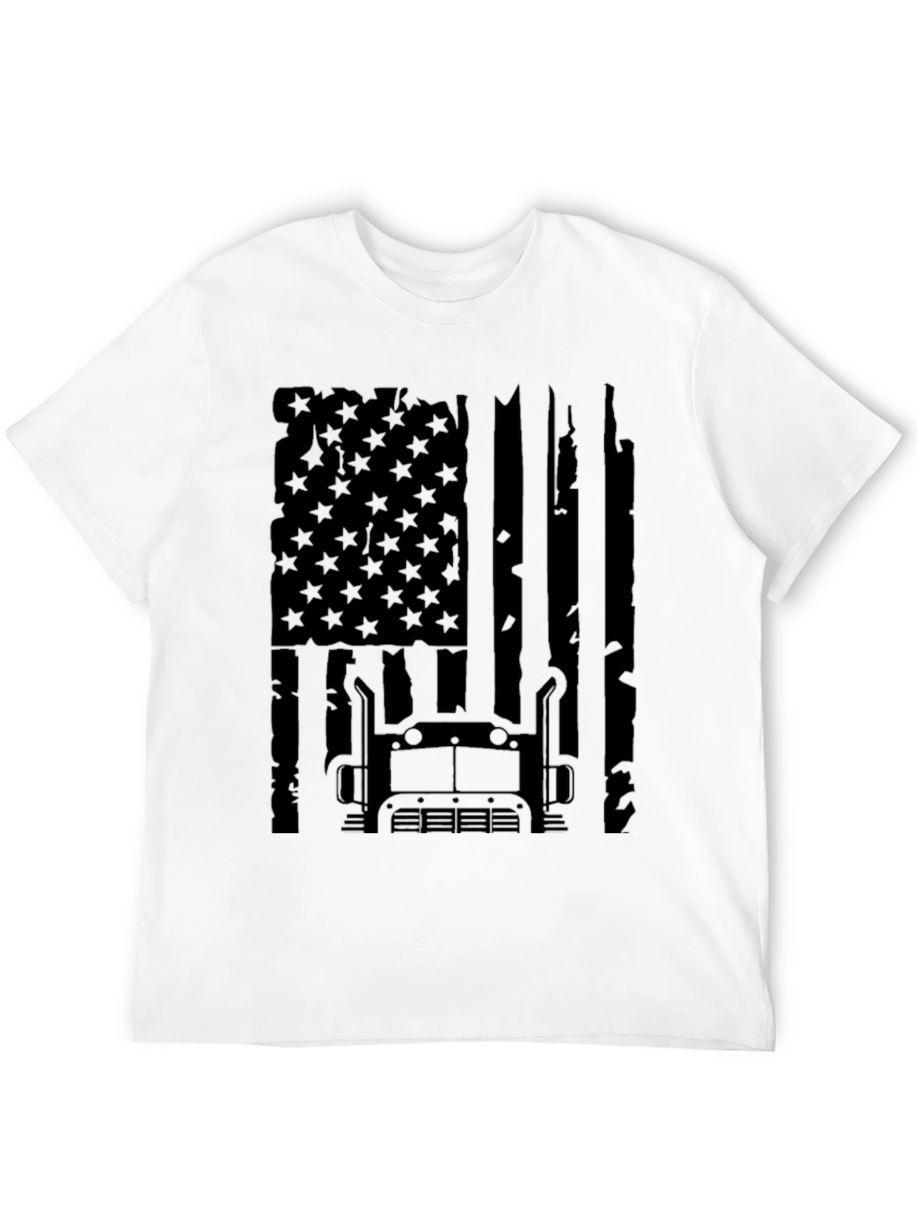 Trucker USA Flag Graphic Tee - Black