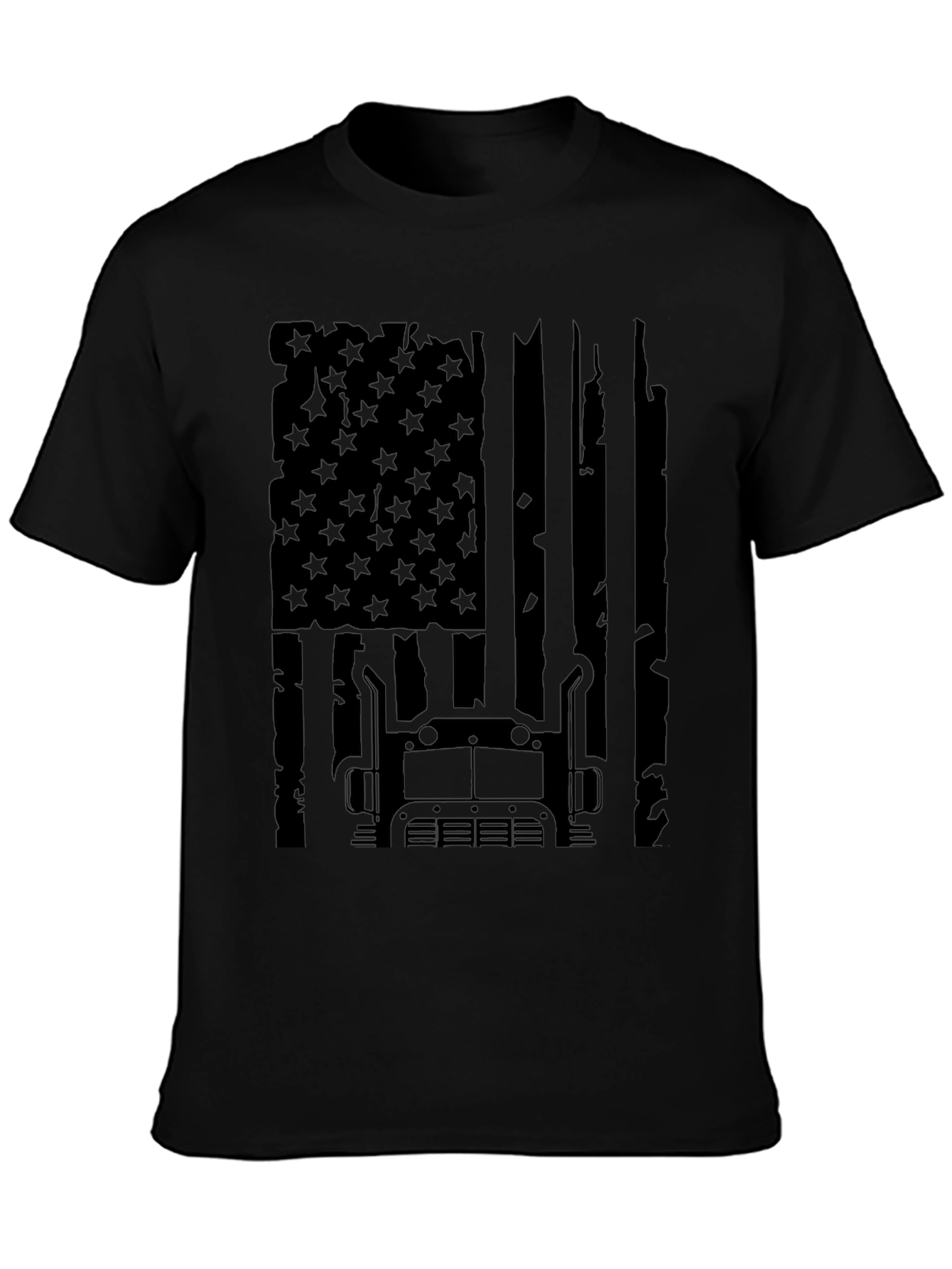 Trucker USA Flag Graphic Tee - Black