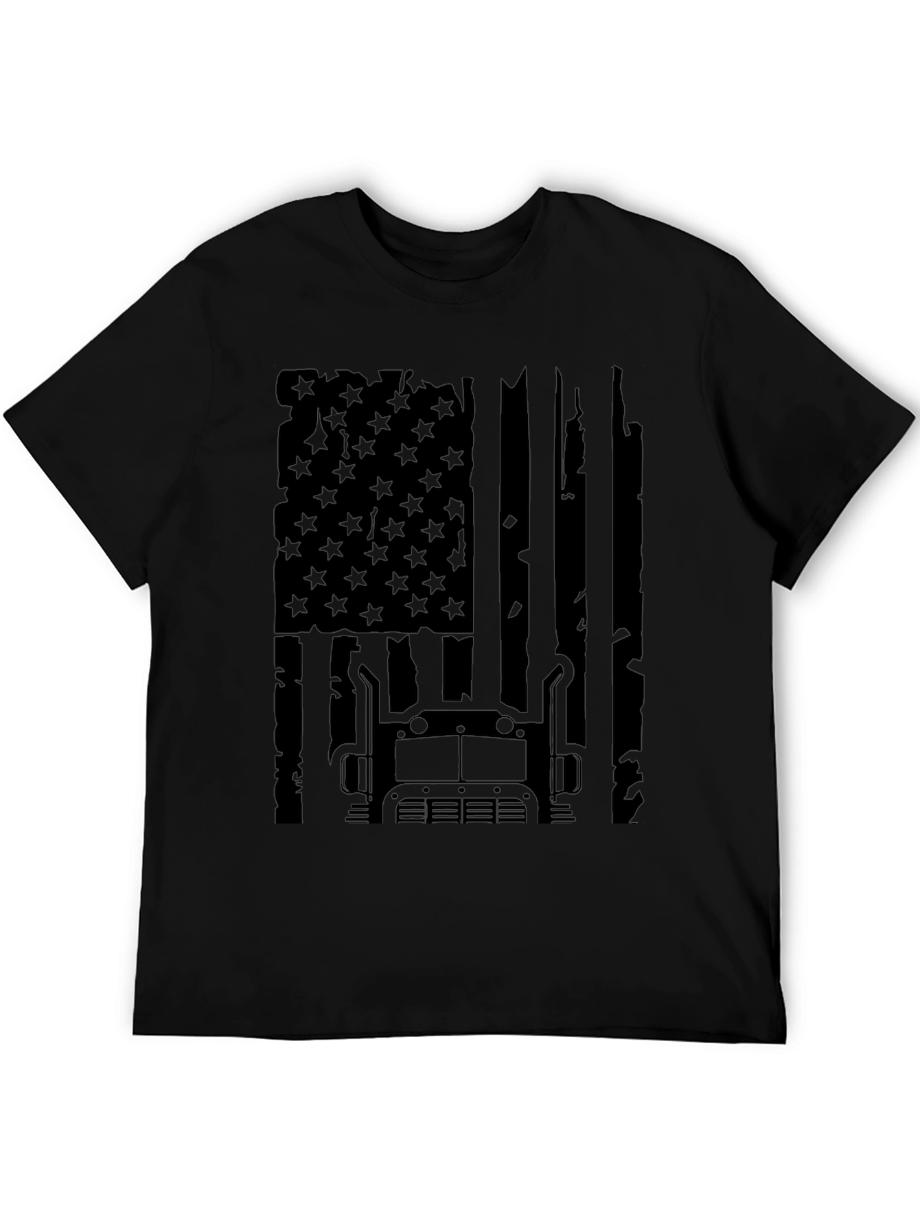 Trucker USA Flag Graphic Tee - Black