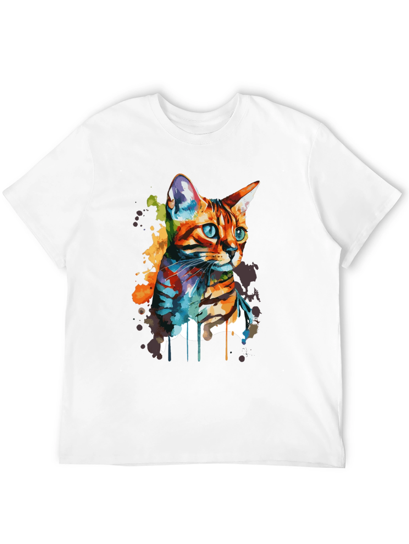 Watercolor Cat Art T-Shirt