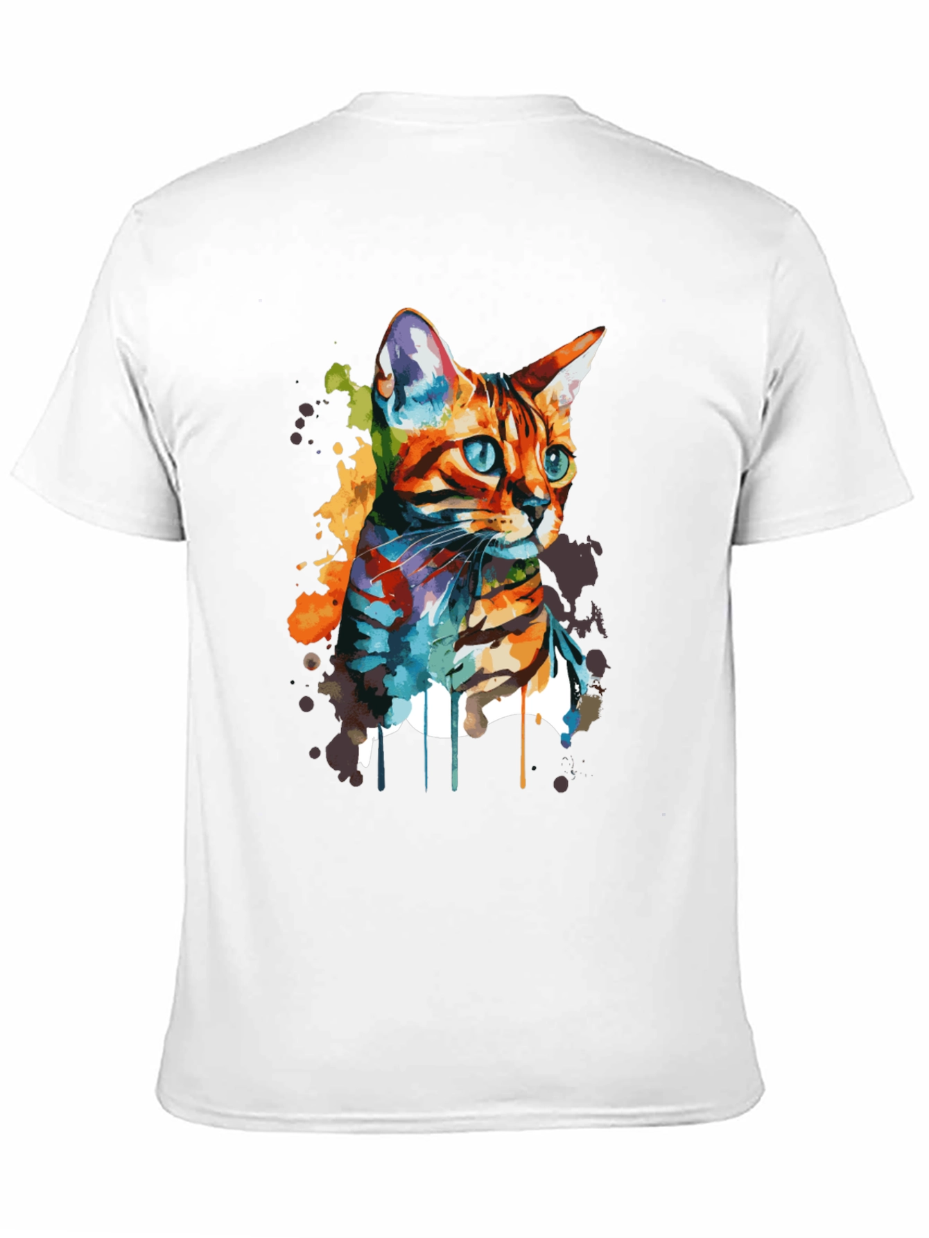 Watercolor Cat Art T-Shirt