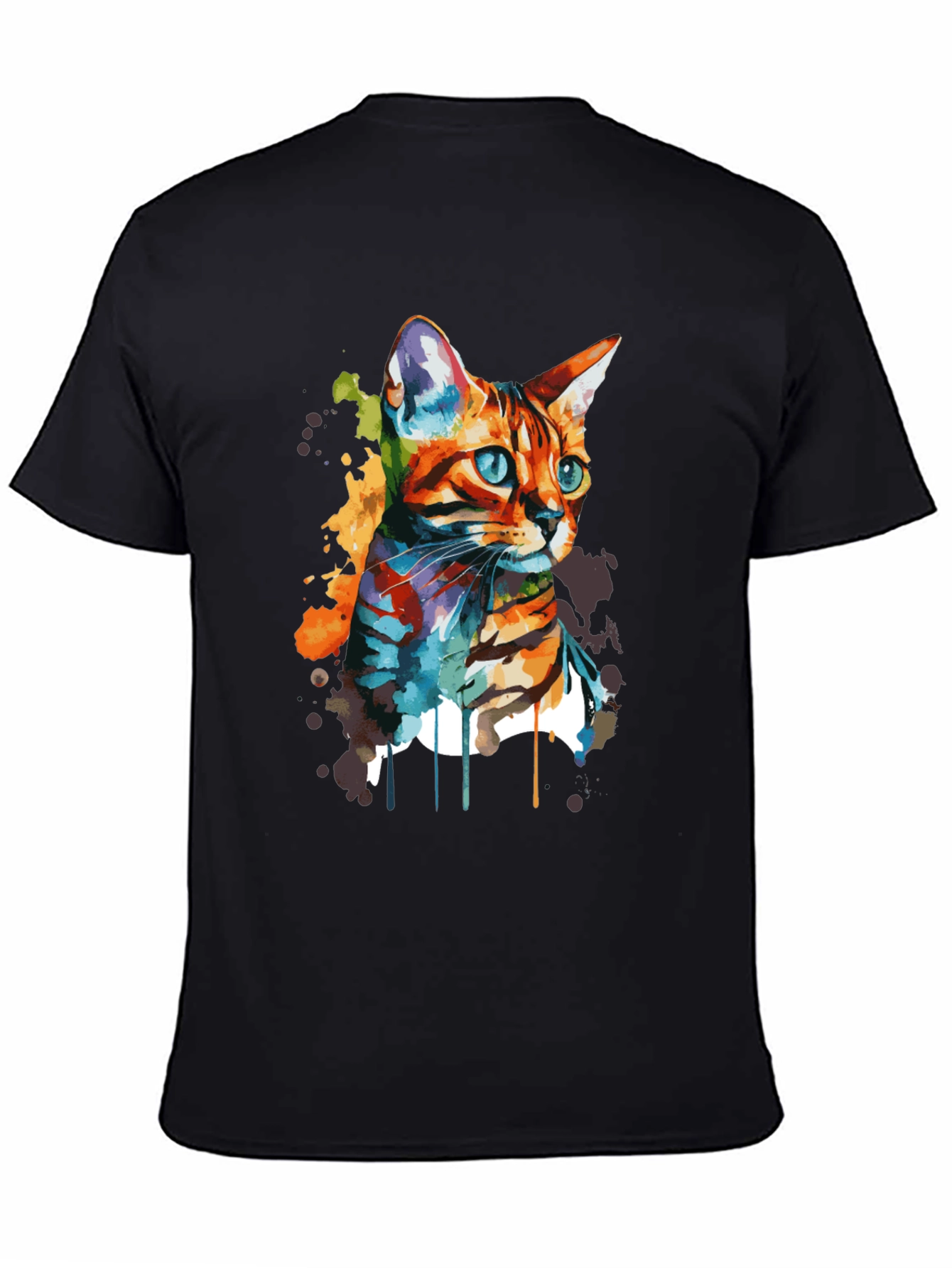 Watercolor Cat Art T-Shirt