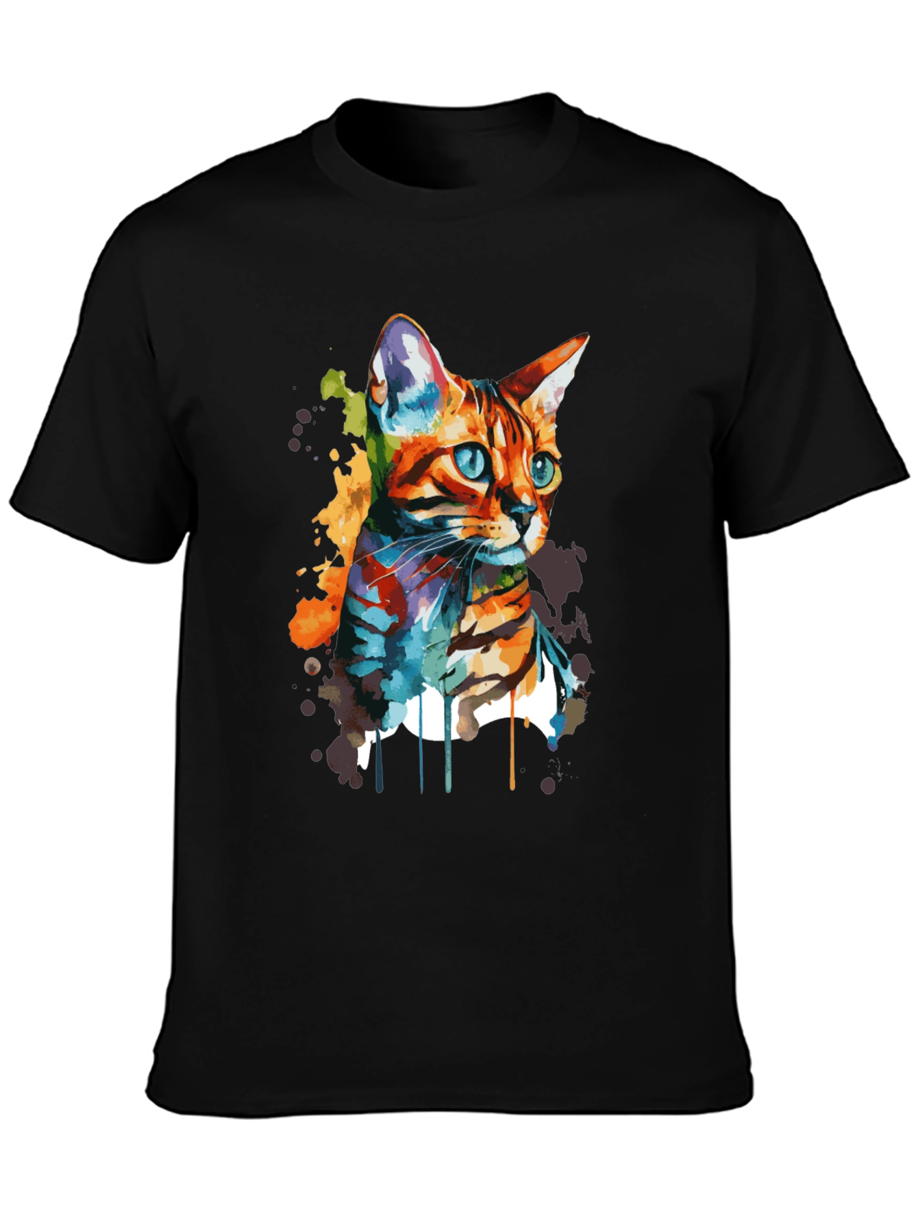 Watercolor Cat Art T-Shirt