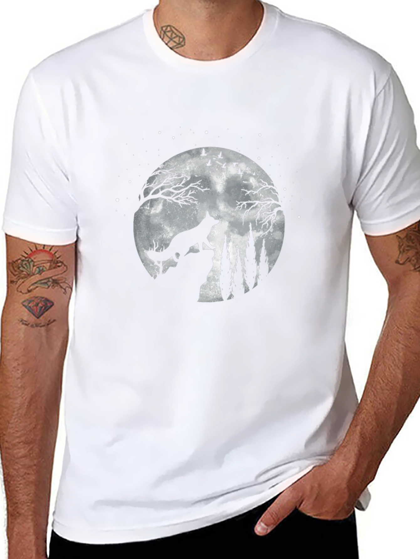 Wolf Moon Graphic Tee - Mens Black T-Shirt