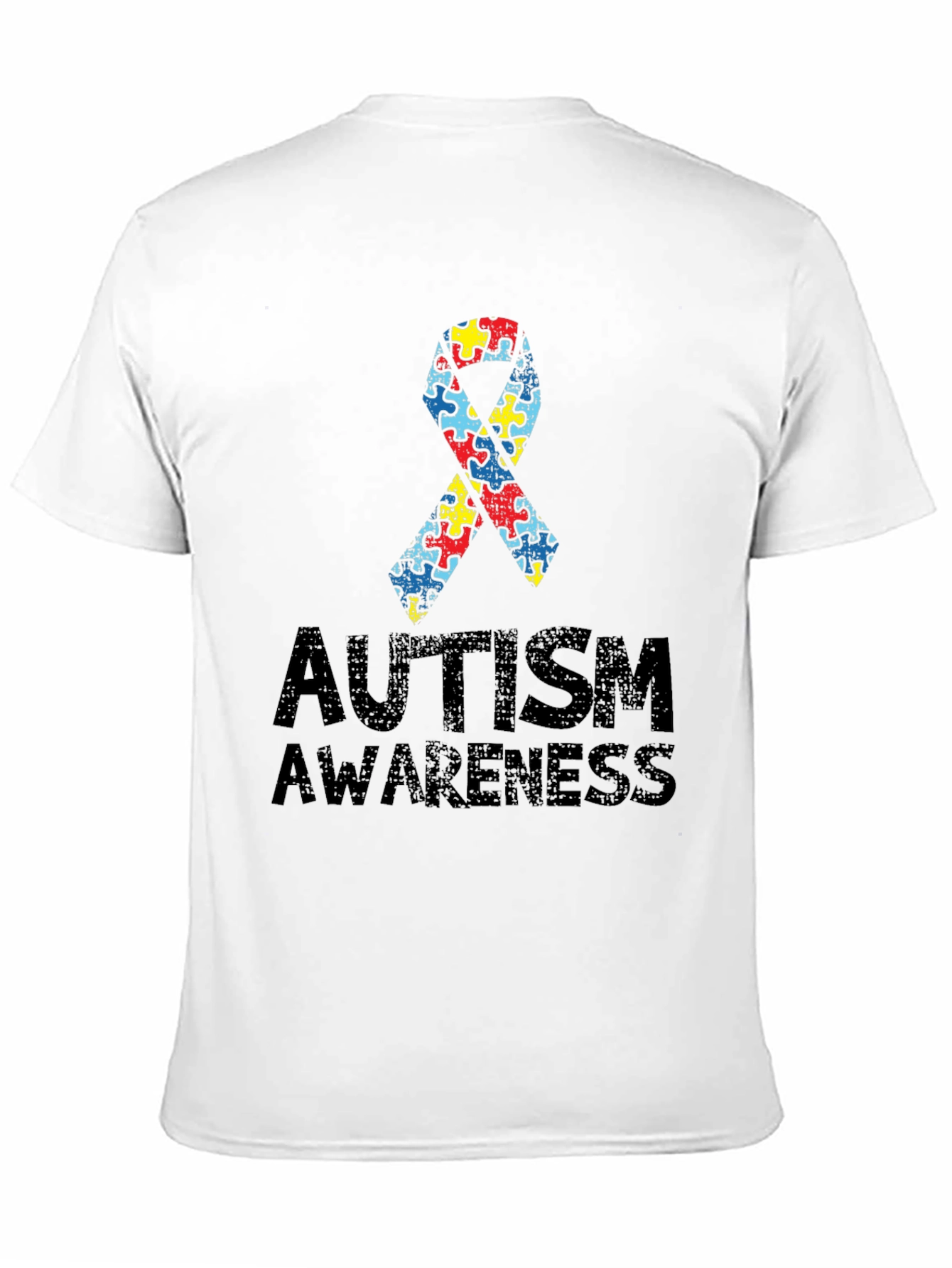 Autism Awareness Puzzle Ribbon T-Shirt - Black