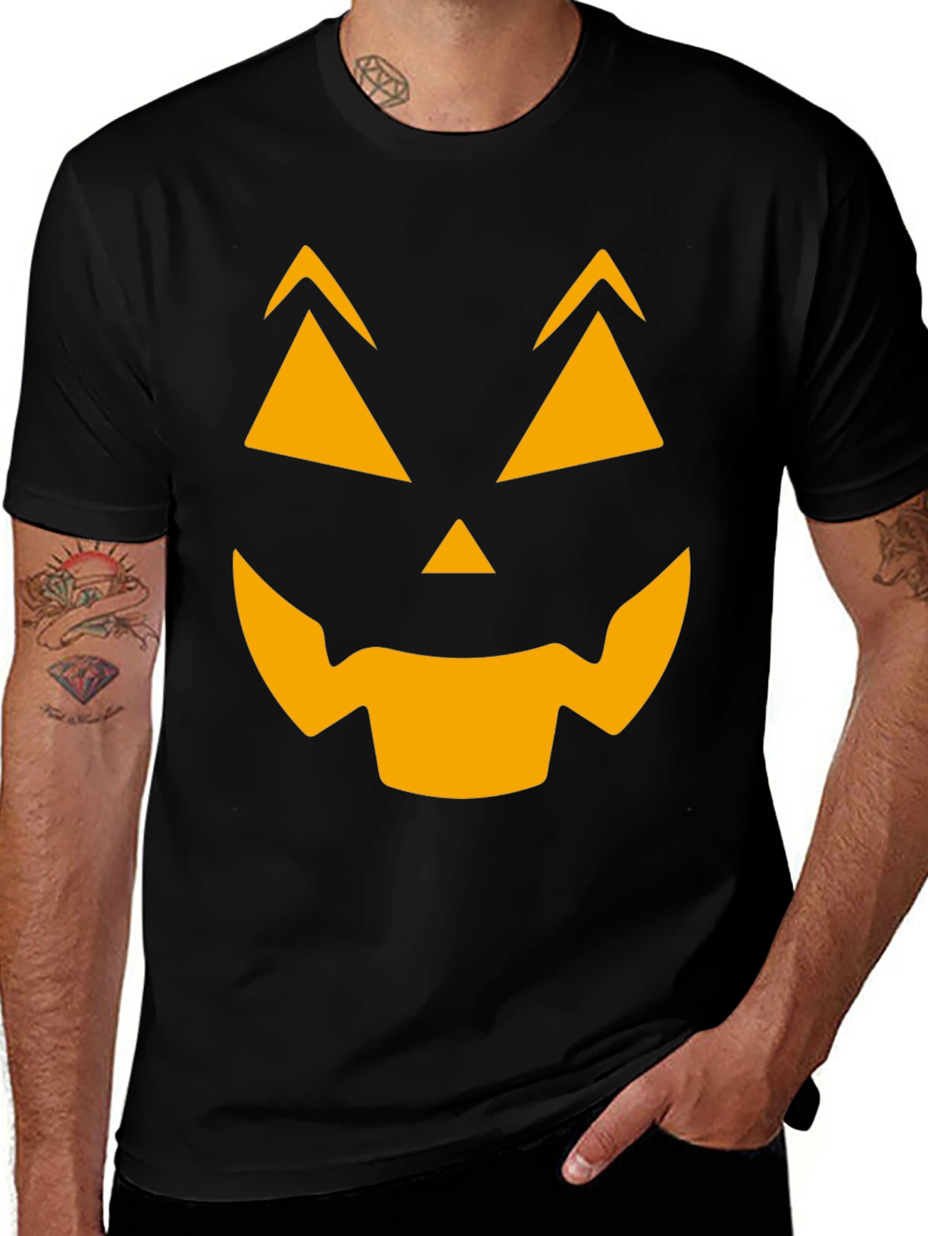 Halloween Pumpkin Face Graphic T-Shirt