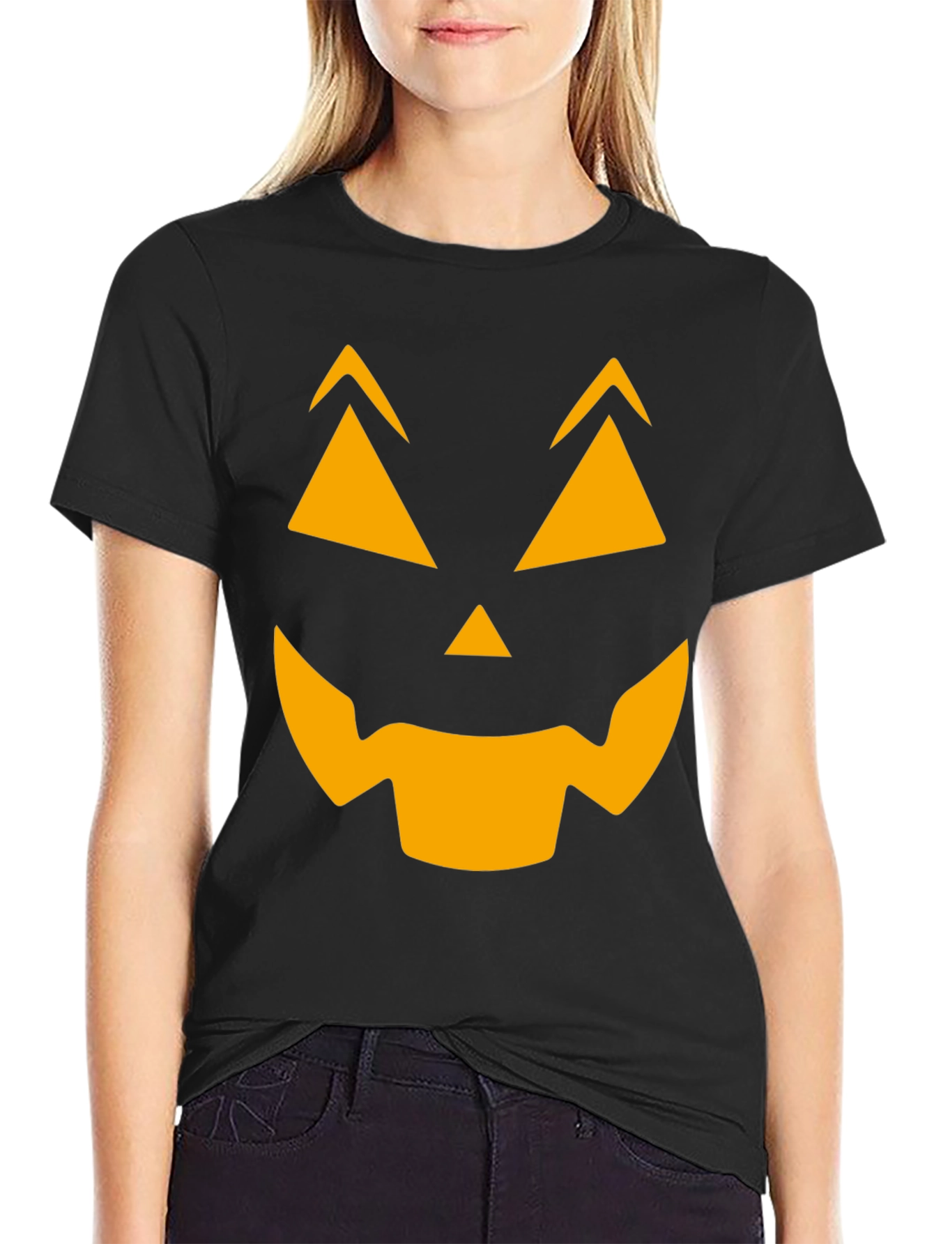 Halloween Pumpkin Face Graphic T-Shirt