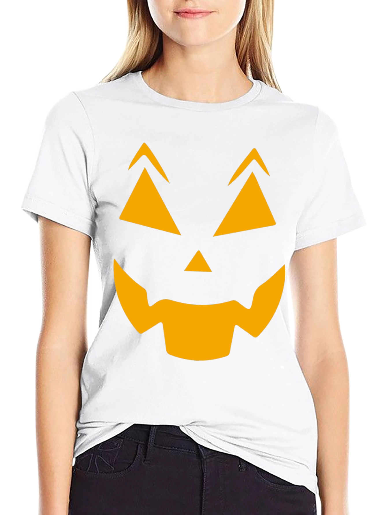 Halloween Pumpkin Face Graphic T-Shirt