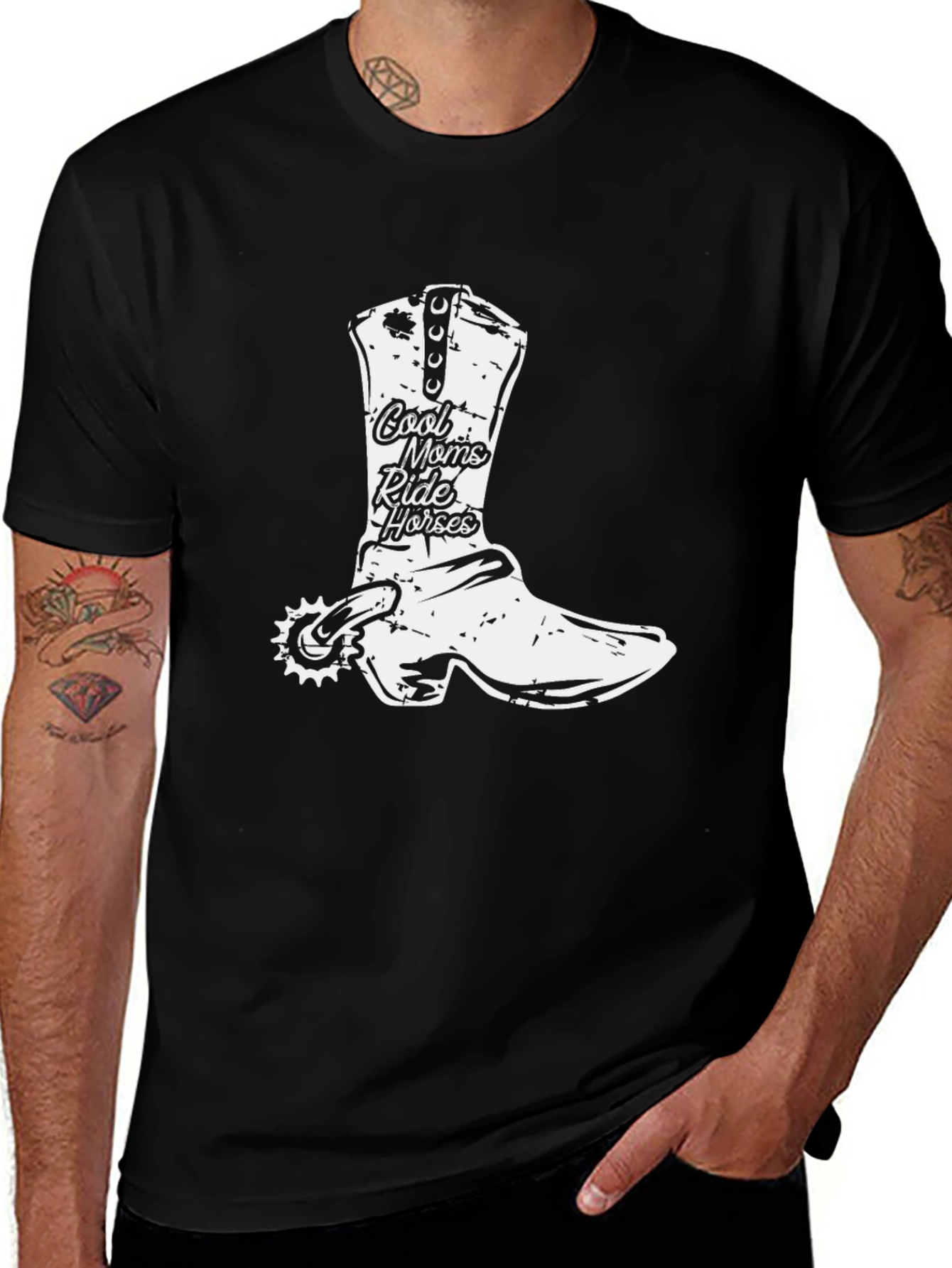 Cool Moms Ride Horses Cowboy Boot T-Shirt