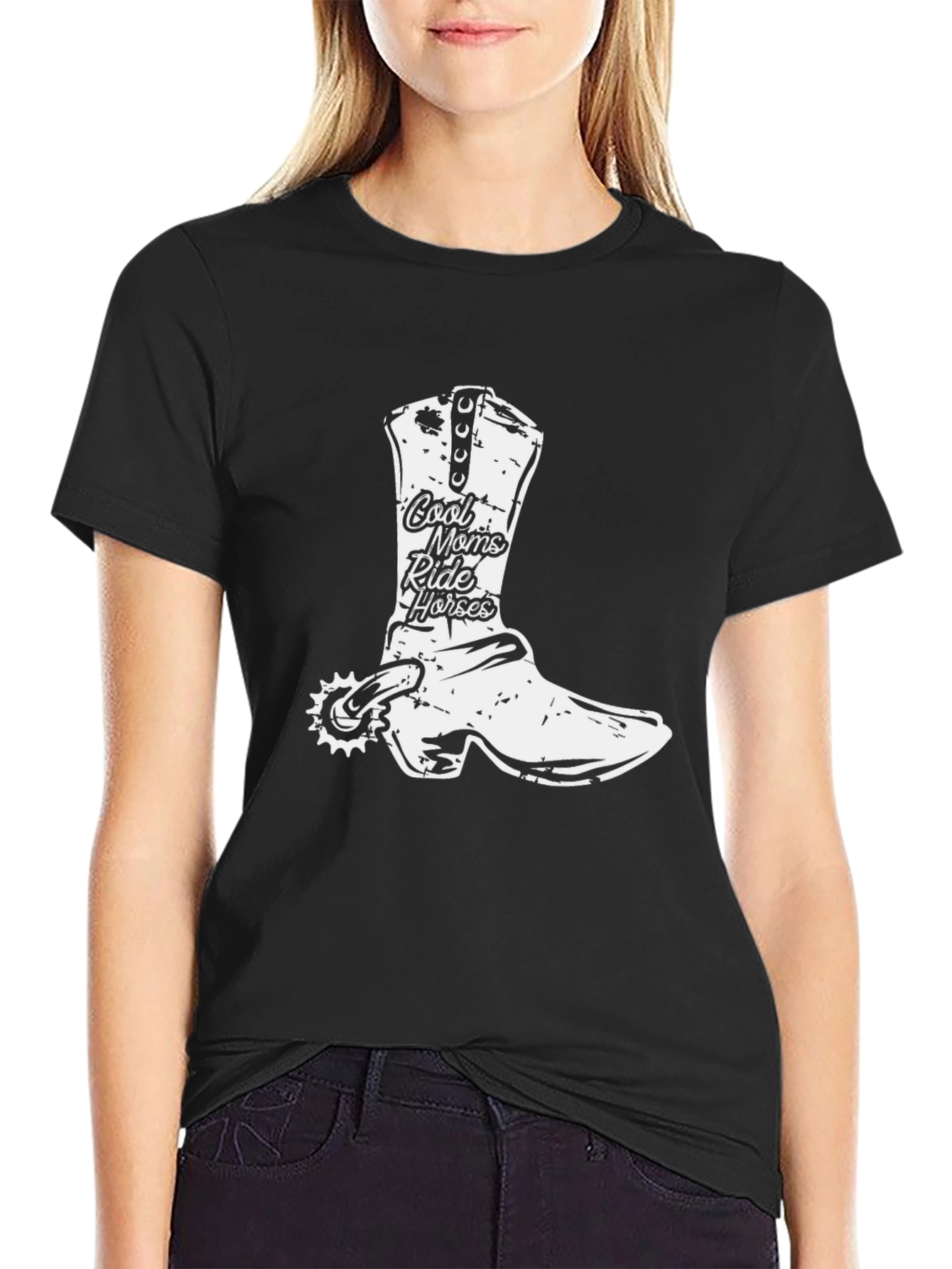 Cool Moms Ride Horses Cowboy Boot T-Shirt