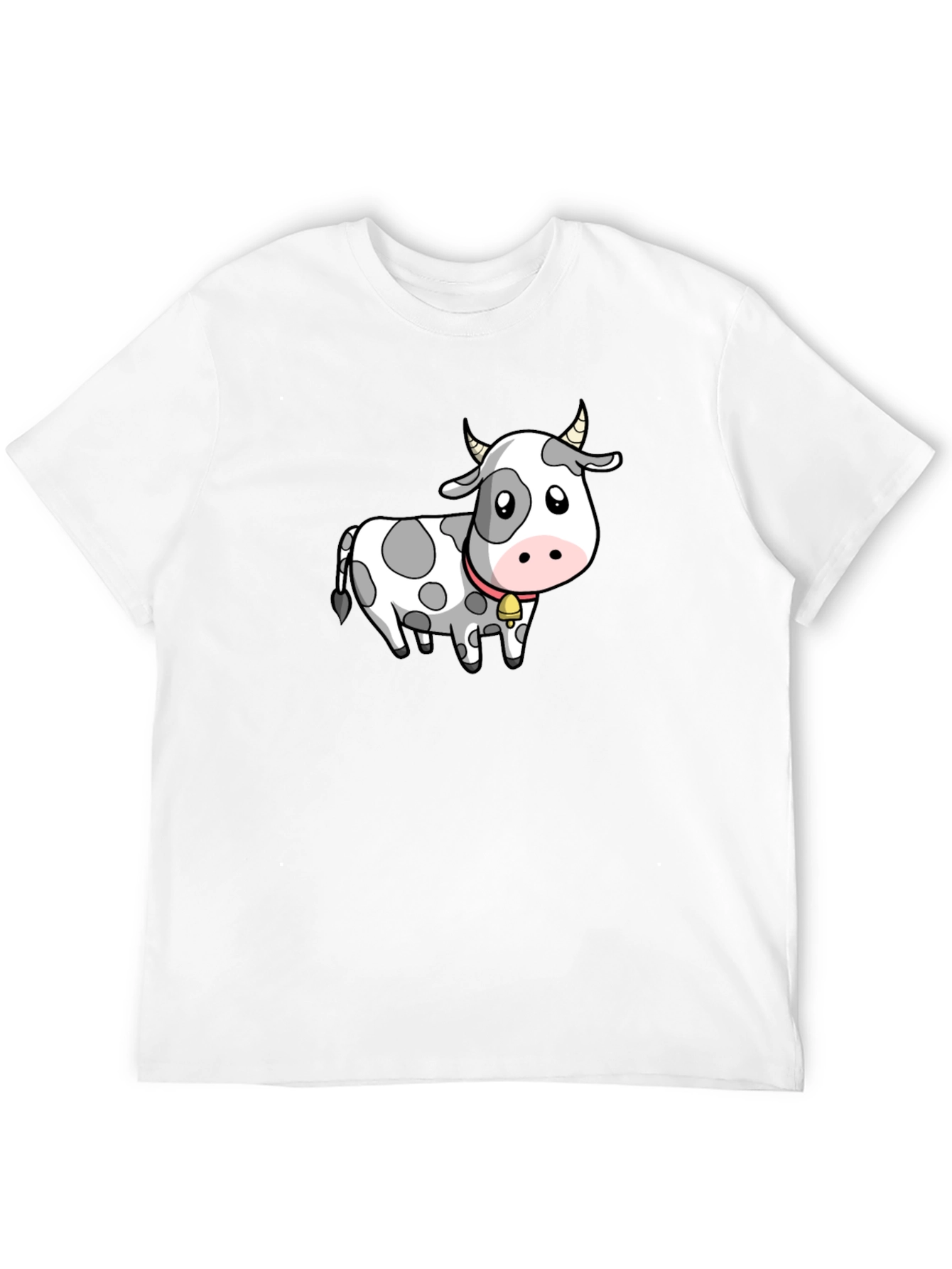 Cow Cartoon Graphic Tee - Black Cotton Blend