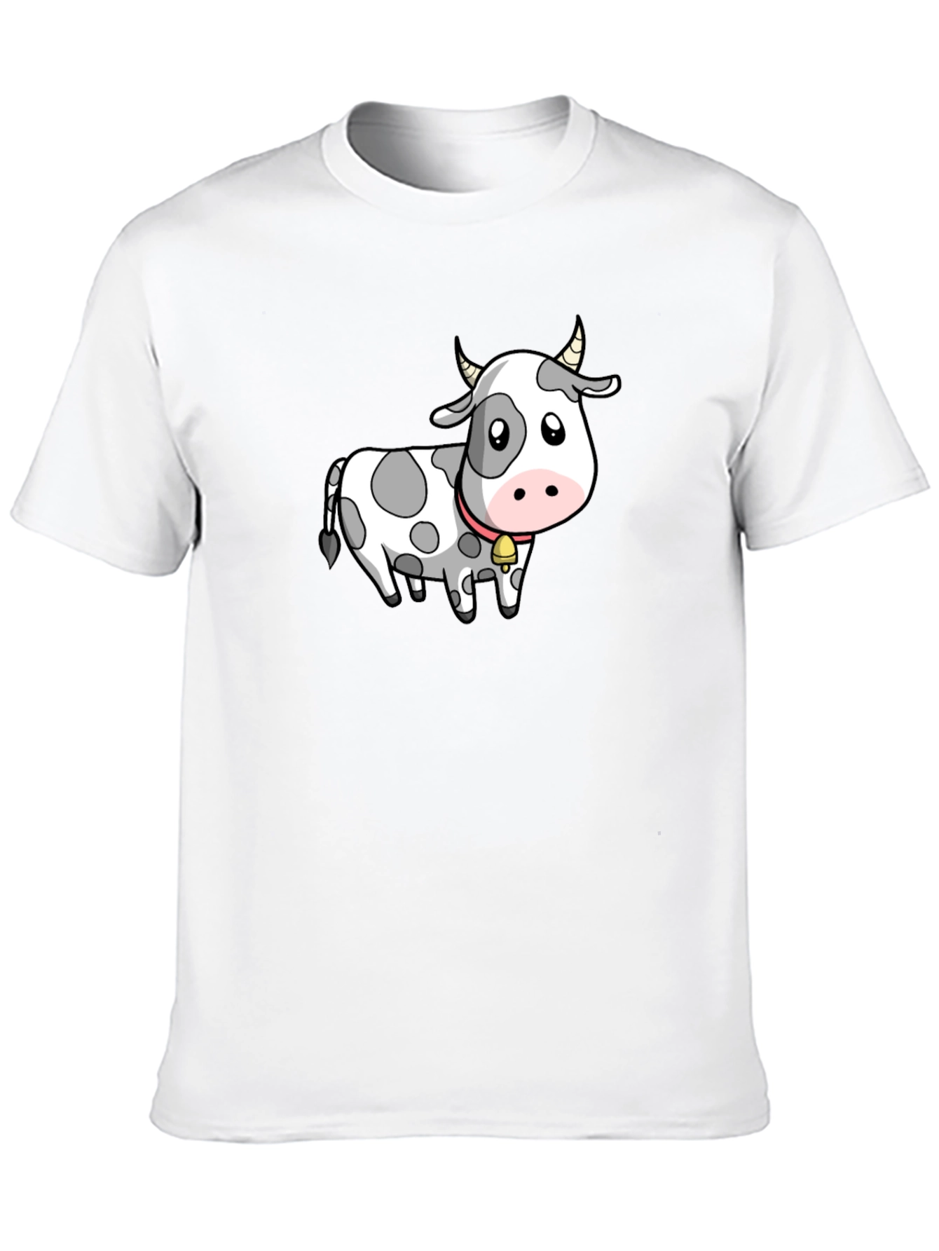 Cow Cartoon Graphic Tee - Black Cotton Blend