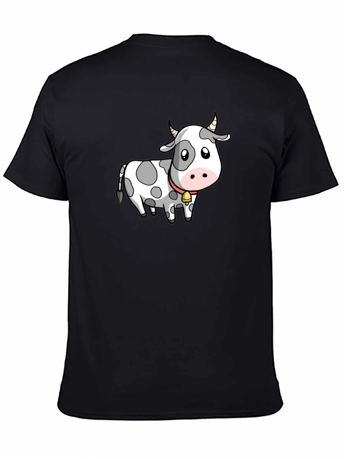 Cow Cartoon Graphic Tee - Black Cotton Blend