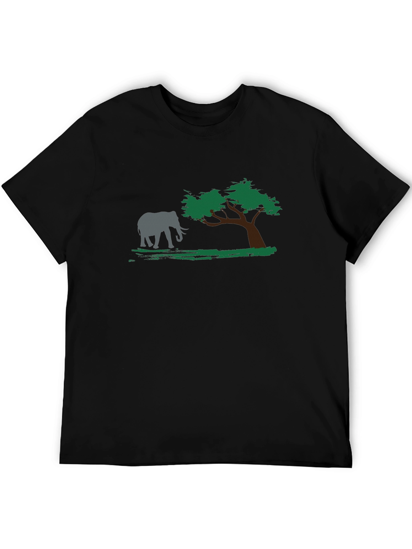 Elephant & Tree Graphic Black T-Shirt