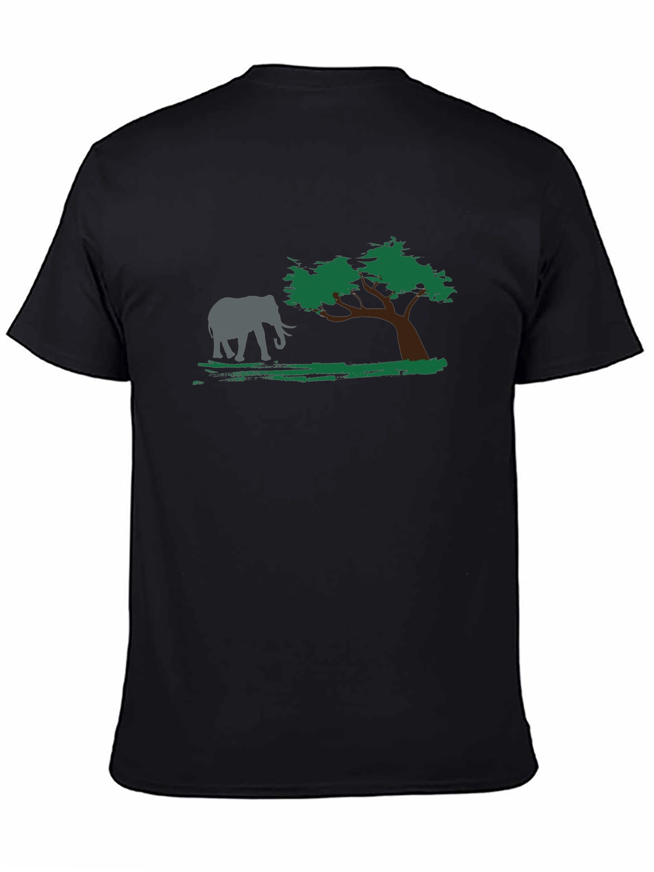 Elephant & Tree Graphic Black T-Shirt