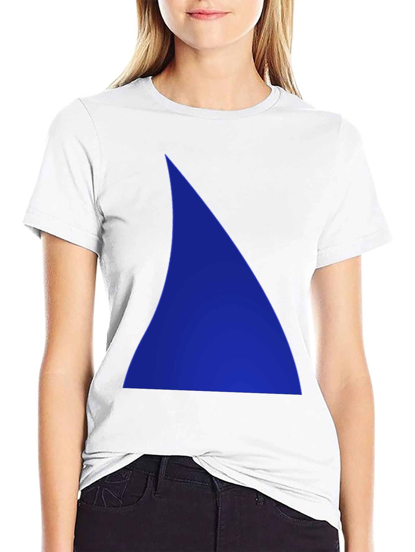 Bold Blue Triangle Graphic Black T-Shirt