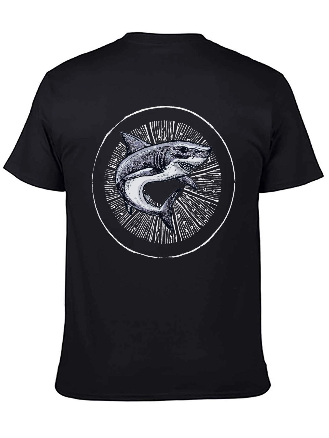 Shark Graphic Print Black T-Shirt