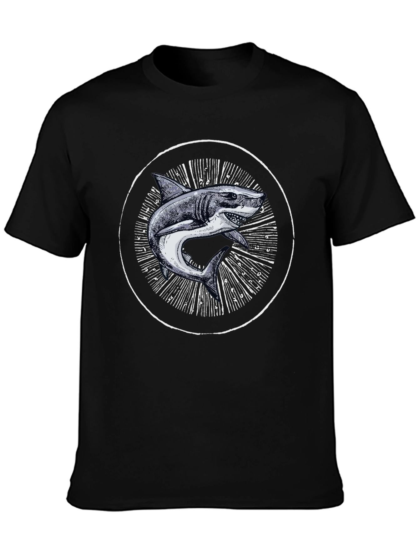 Shark Graphic Print Black T-Shirt