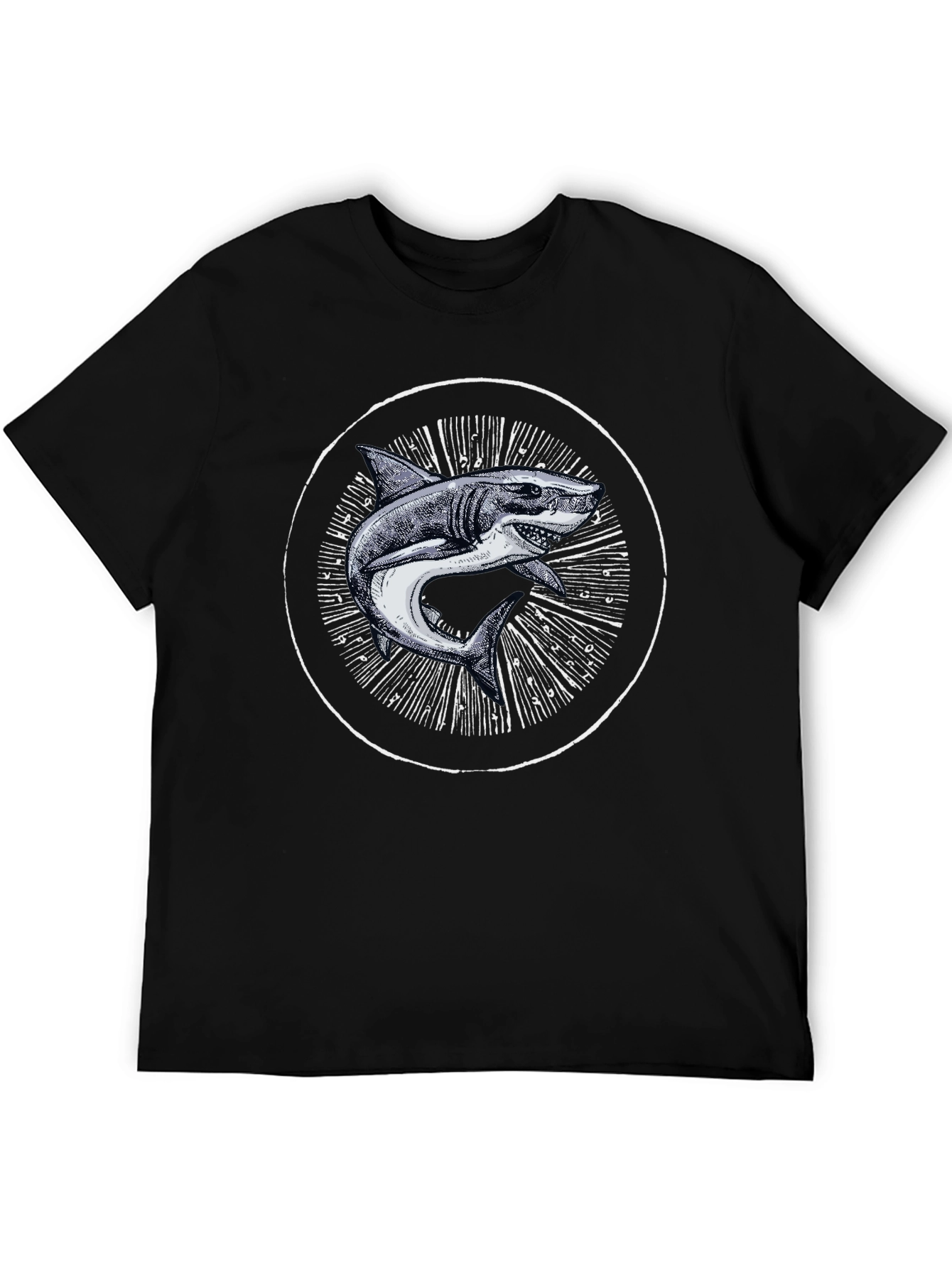Shark Graphic Print Black T-Shirt