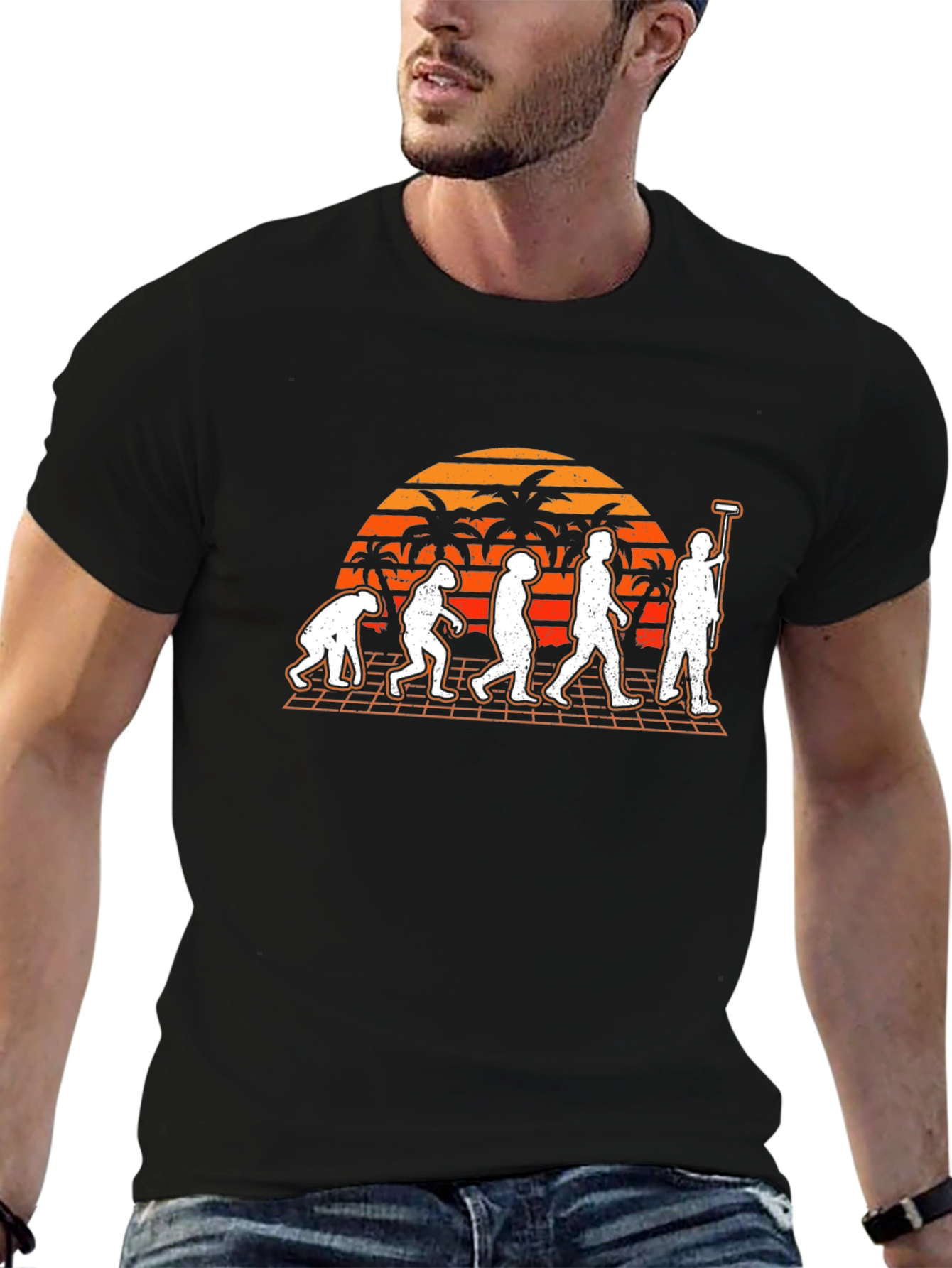 Curling Evolution Graphic Tee - Black Cotton T-Shirt