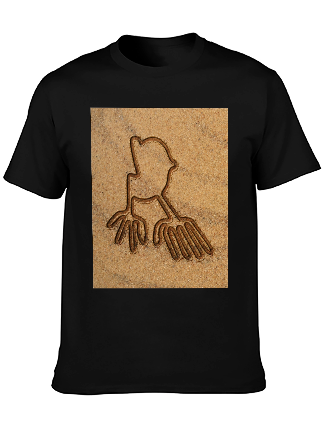Unique Carved Design Tee - Casual Black T-Shirt