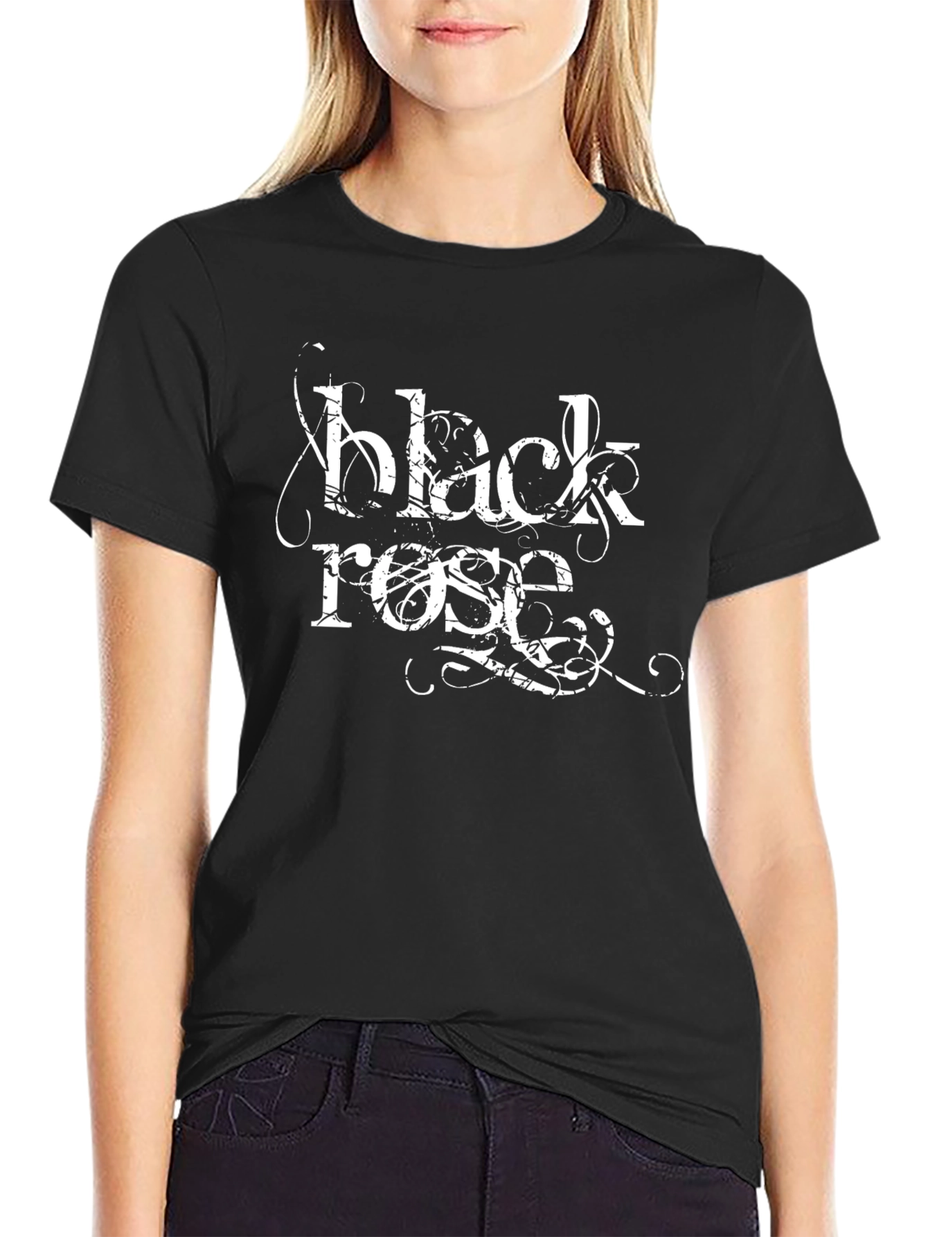 Black Rose Graphic Tee - Stylish Black T-Shirt