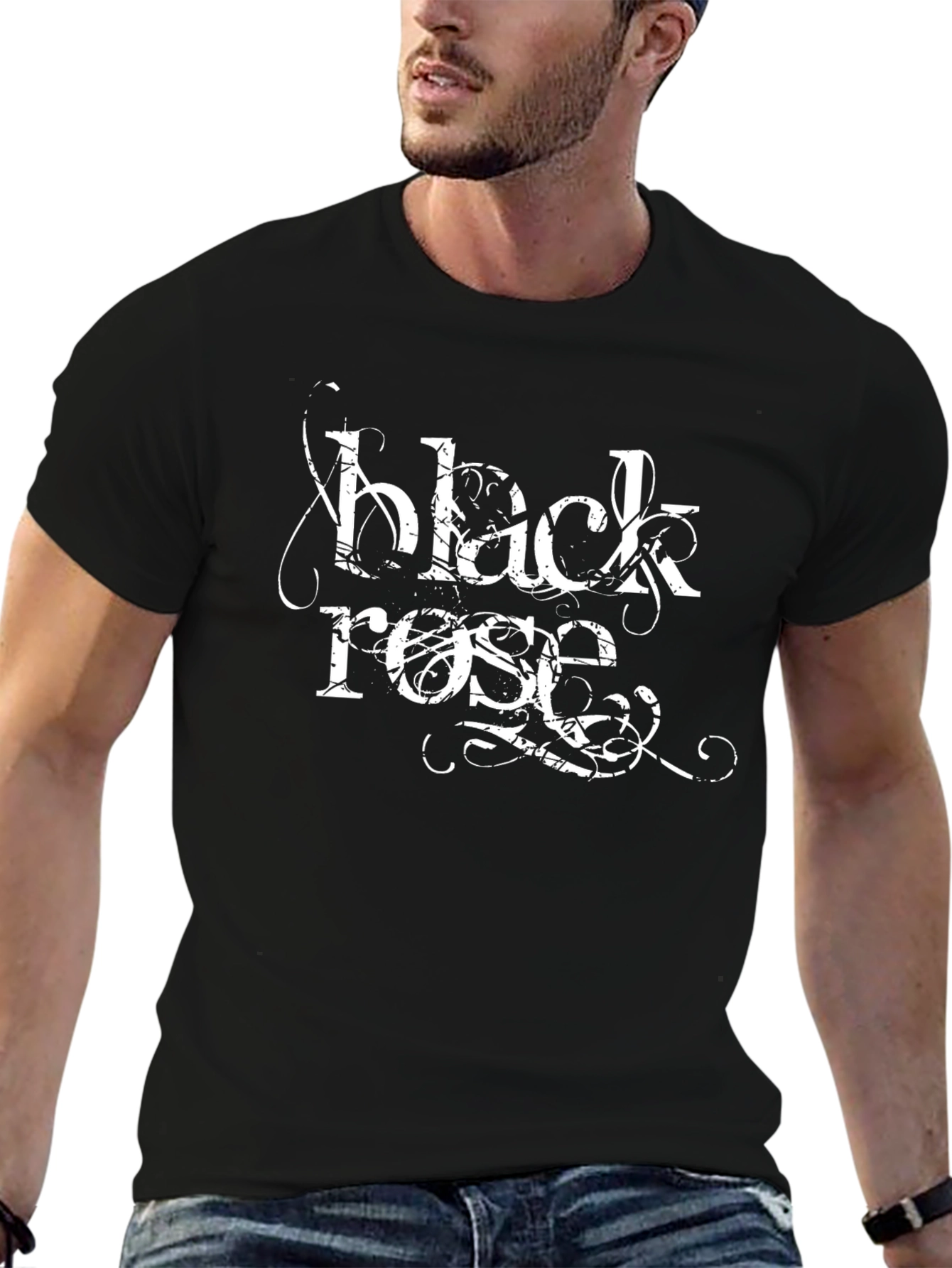 Black Rose Graphic Tee - Stylish Black T-Shirt