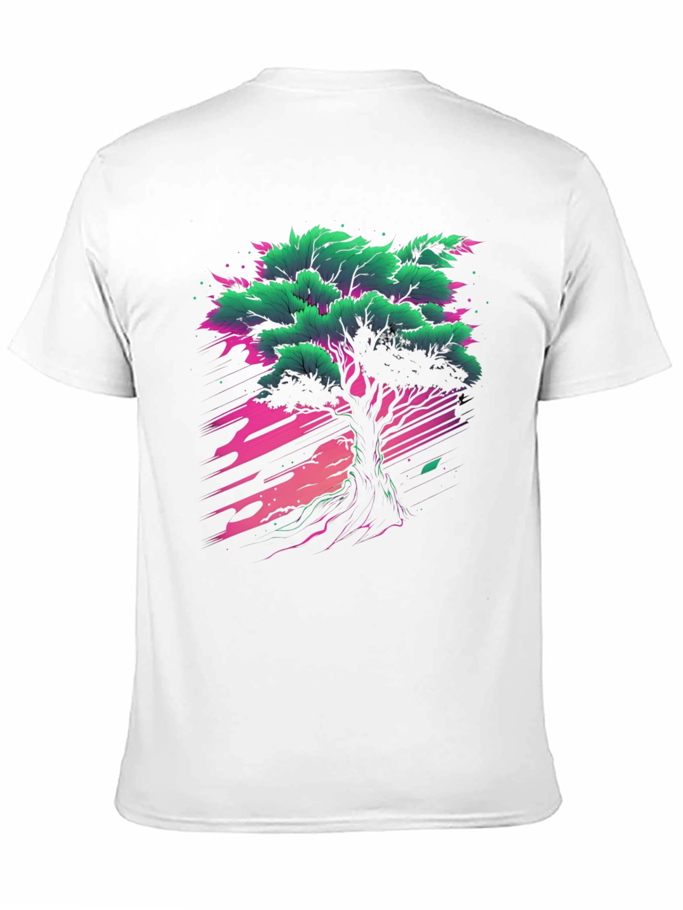 Vibrant Tree Graphic Tee - Black Cotton T-Shirt