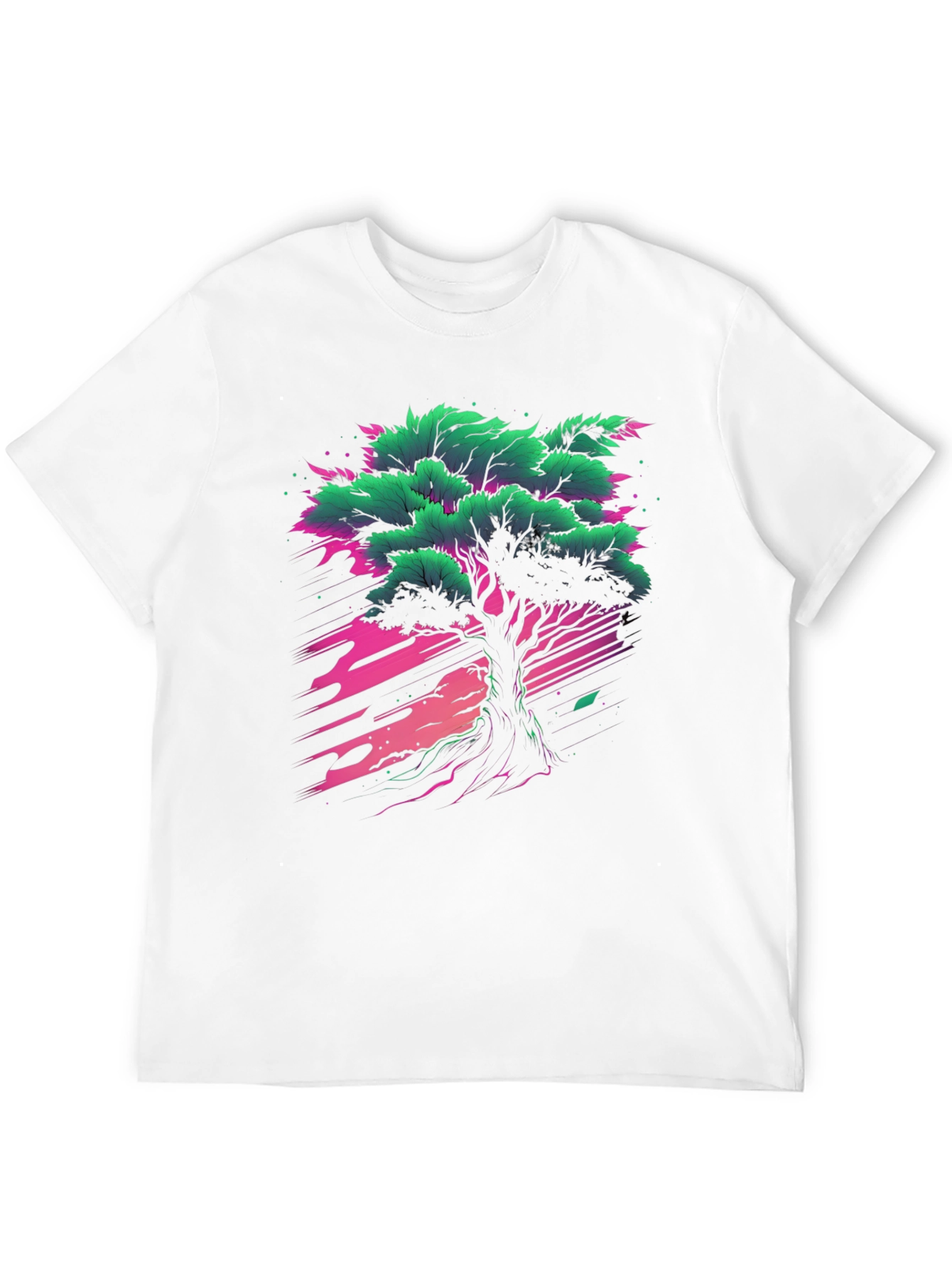 Vibrant Tree Graphic Tee - Black Cotton T-Shirt