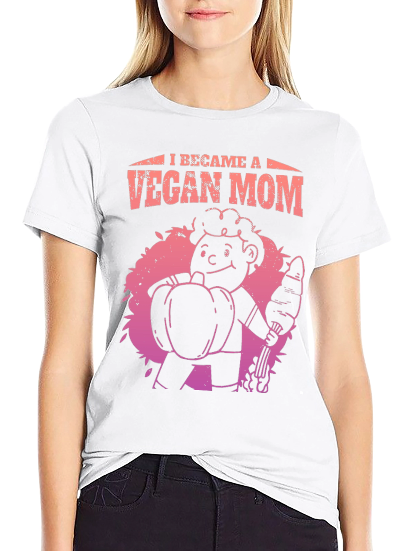 Vegan Mom Graphic Tee - Black Cotton Blend T-Shirt