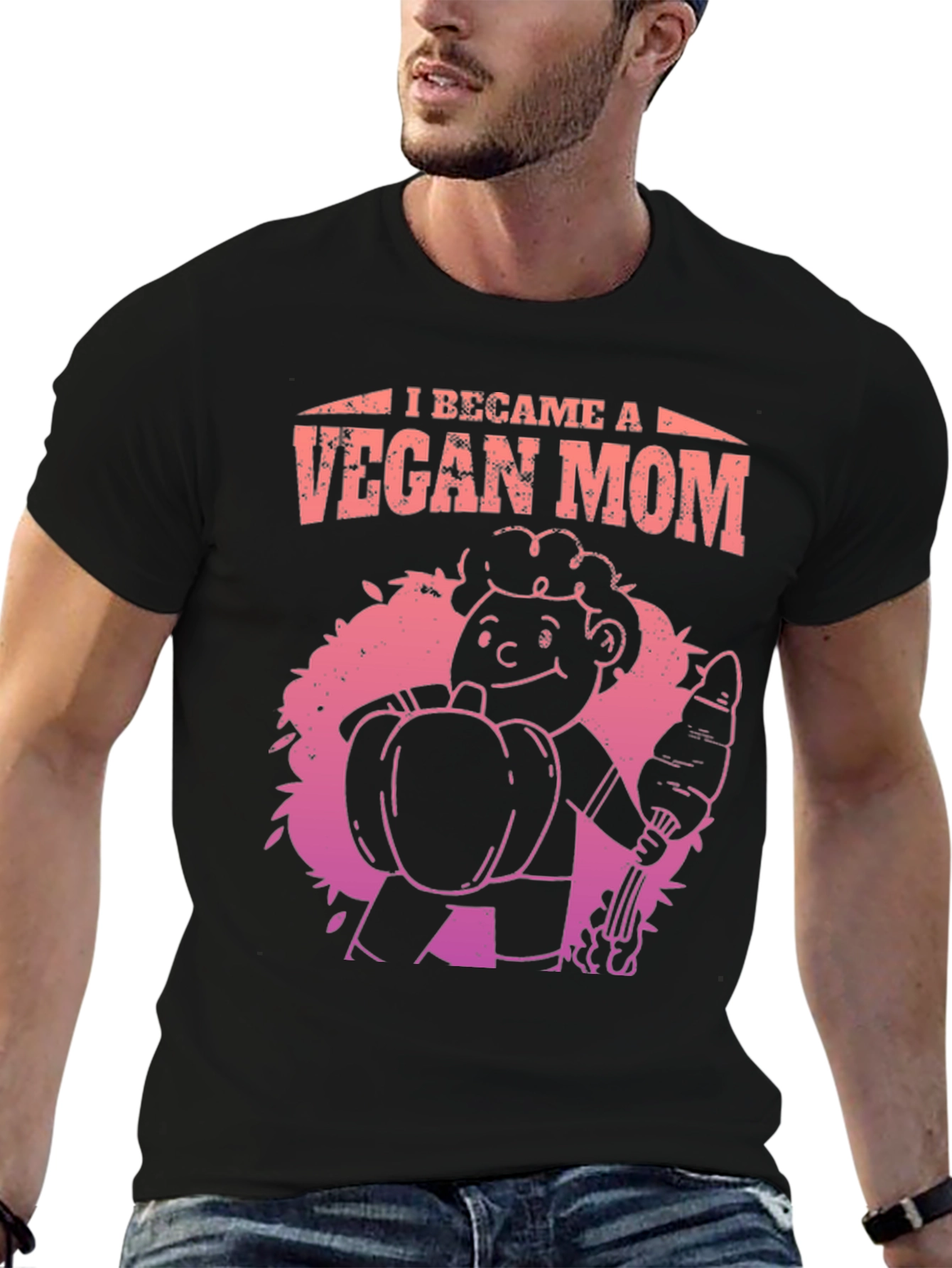 Vegan Mom Graphic Tee - Black Cotton Blend T-Shirt