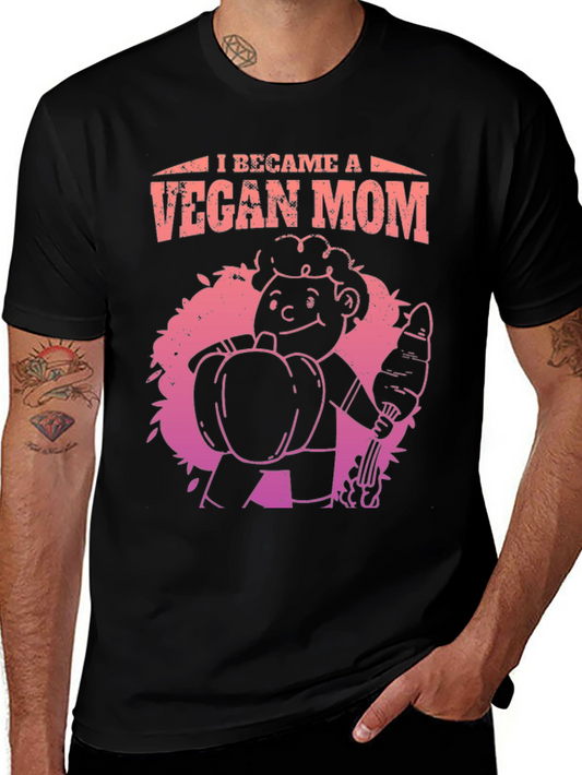 Vegan Mom Graphic Tee - Black Cotton Blend T-Shirt