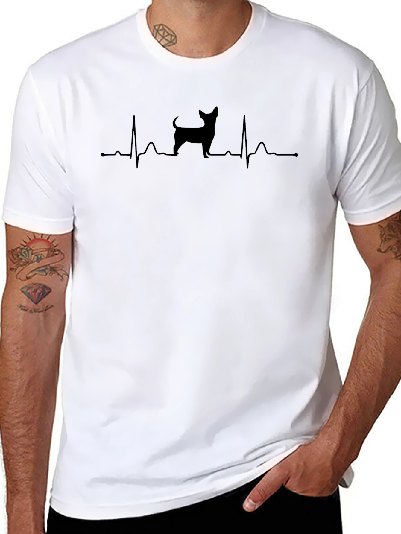 Chihuahua Heartbeat Graphic Tee - Dog Lover T-Shirt