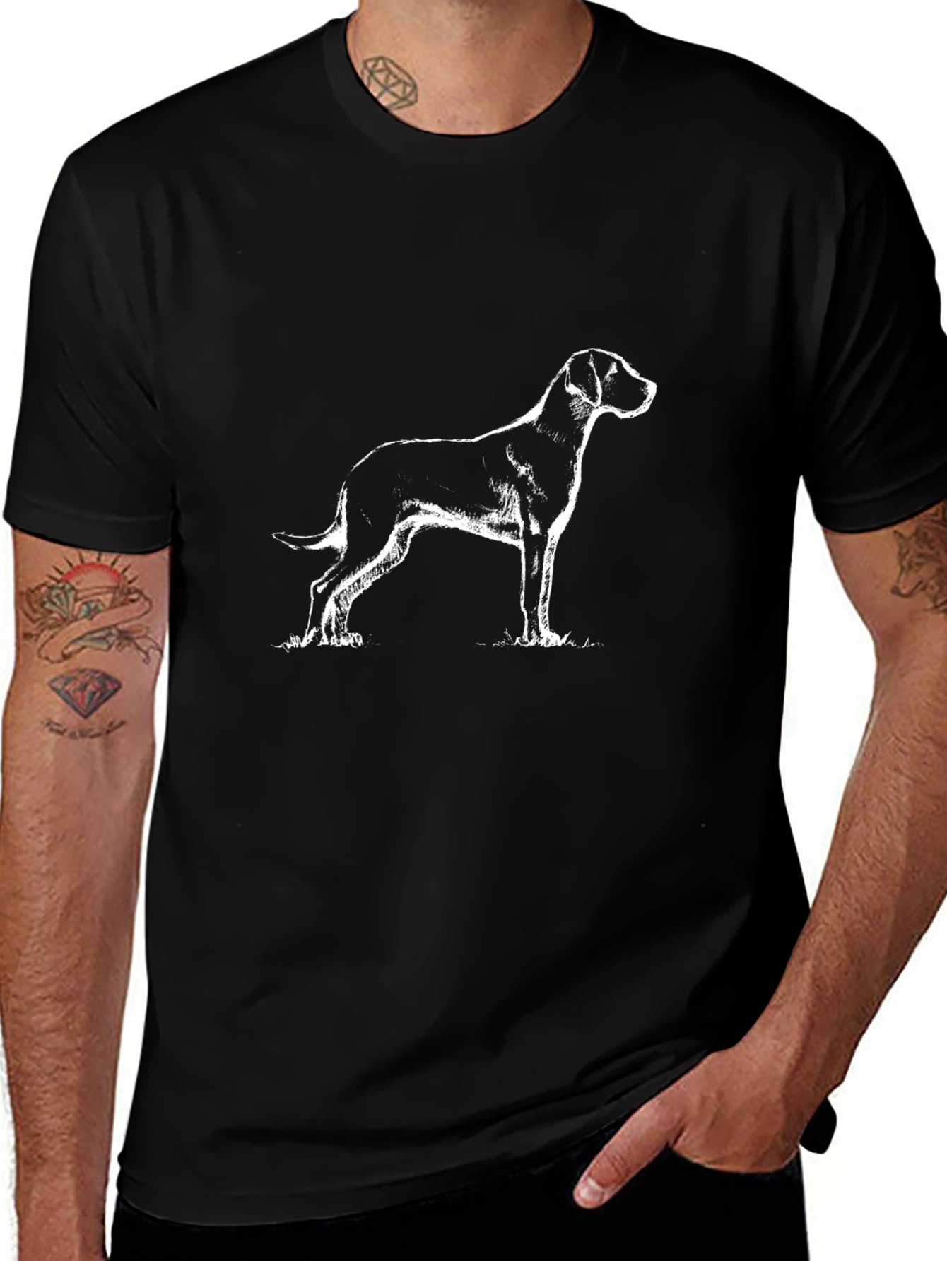 Dog Sketch Black T-Shirt