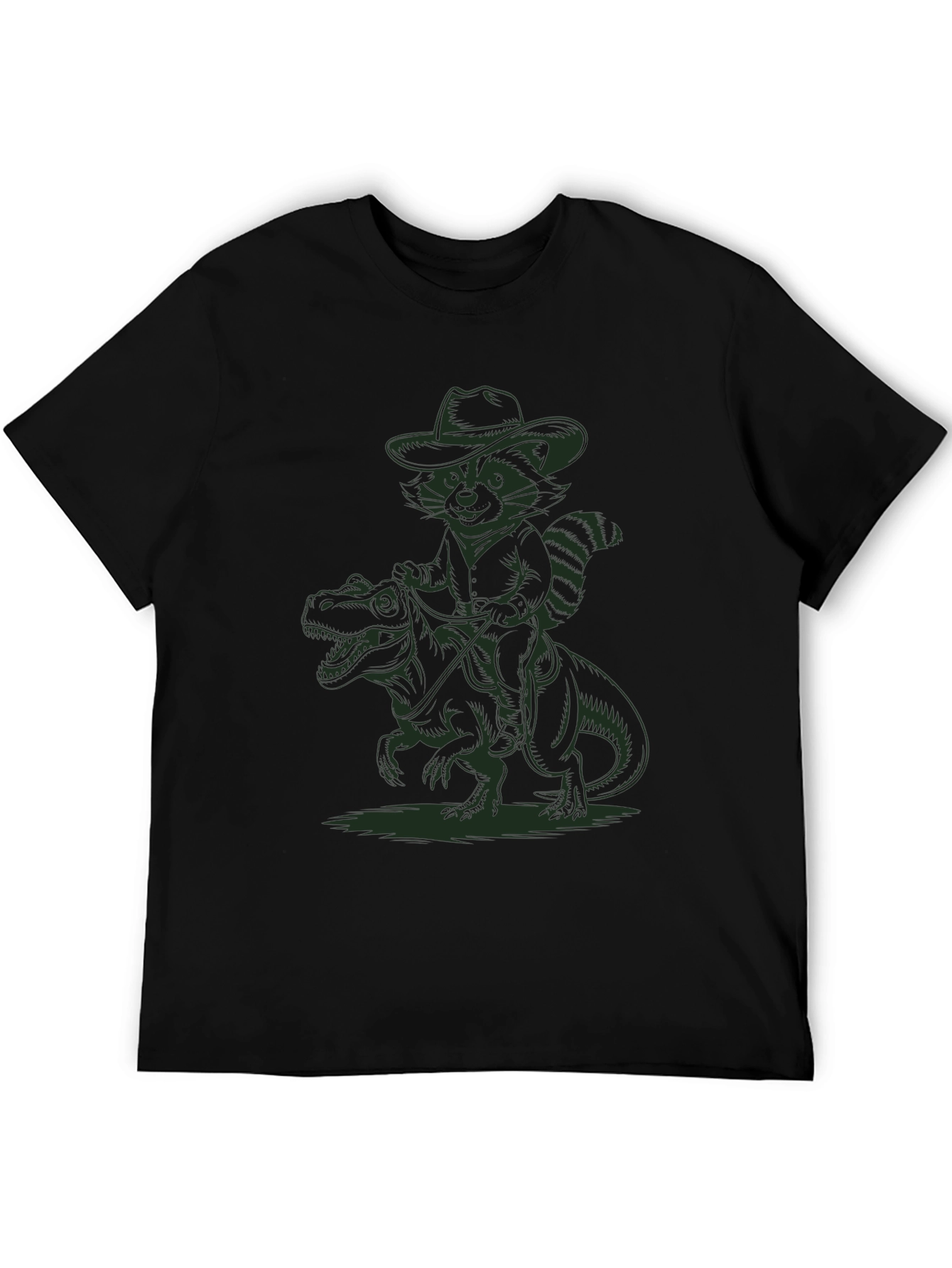 Cowboy Raccoon Riding a Dinosaur T-Shirt