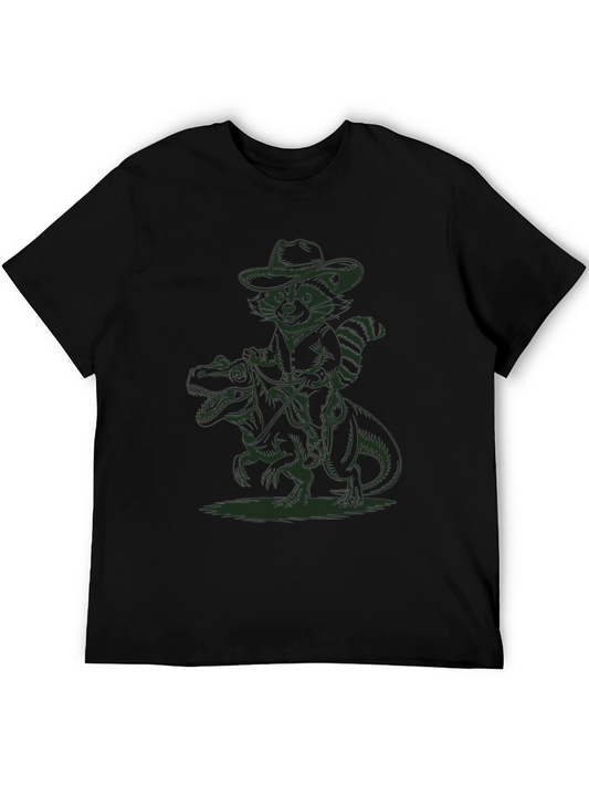 Cowboy Raccoon Riding a Dinosaur T-Shirt
