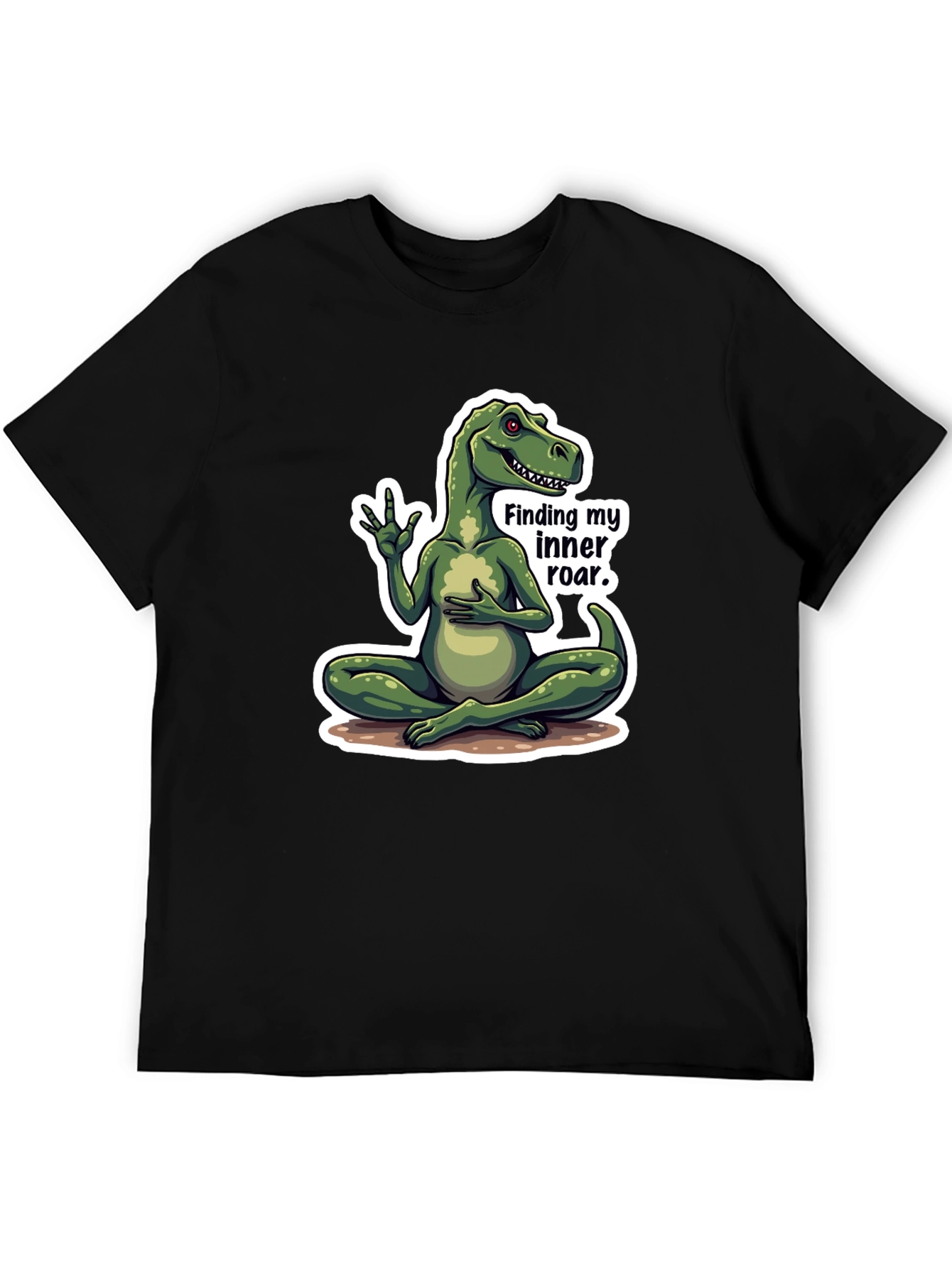 Dino Inner Roar T-Shirt - Meditating Dinosaur Graphic Tee