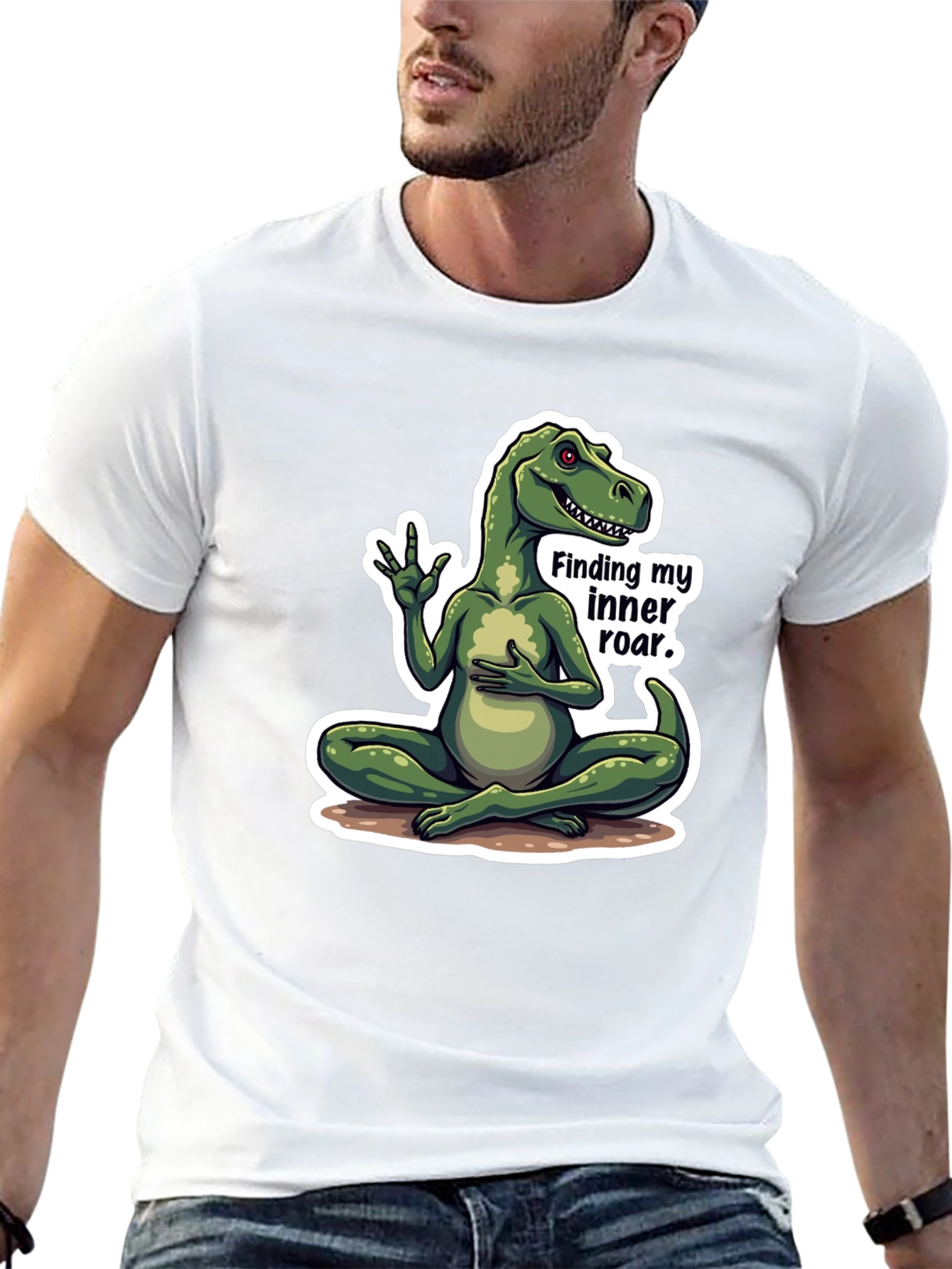 Dino Inner Roar T-Shirt - Meditating Dinosaur Graphic Tee