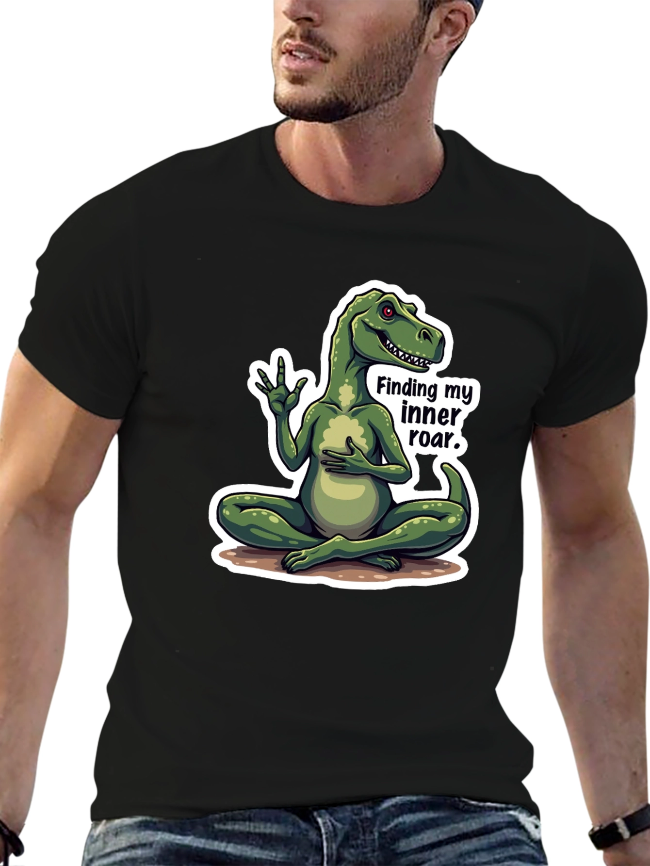 Dino Inner Roar T-Shirt - Meditating Dinosaur Graphic Tee