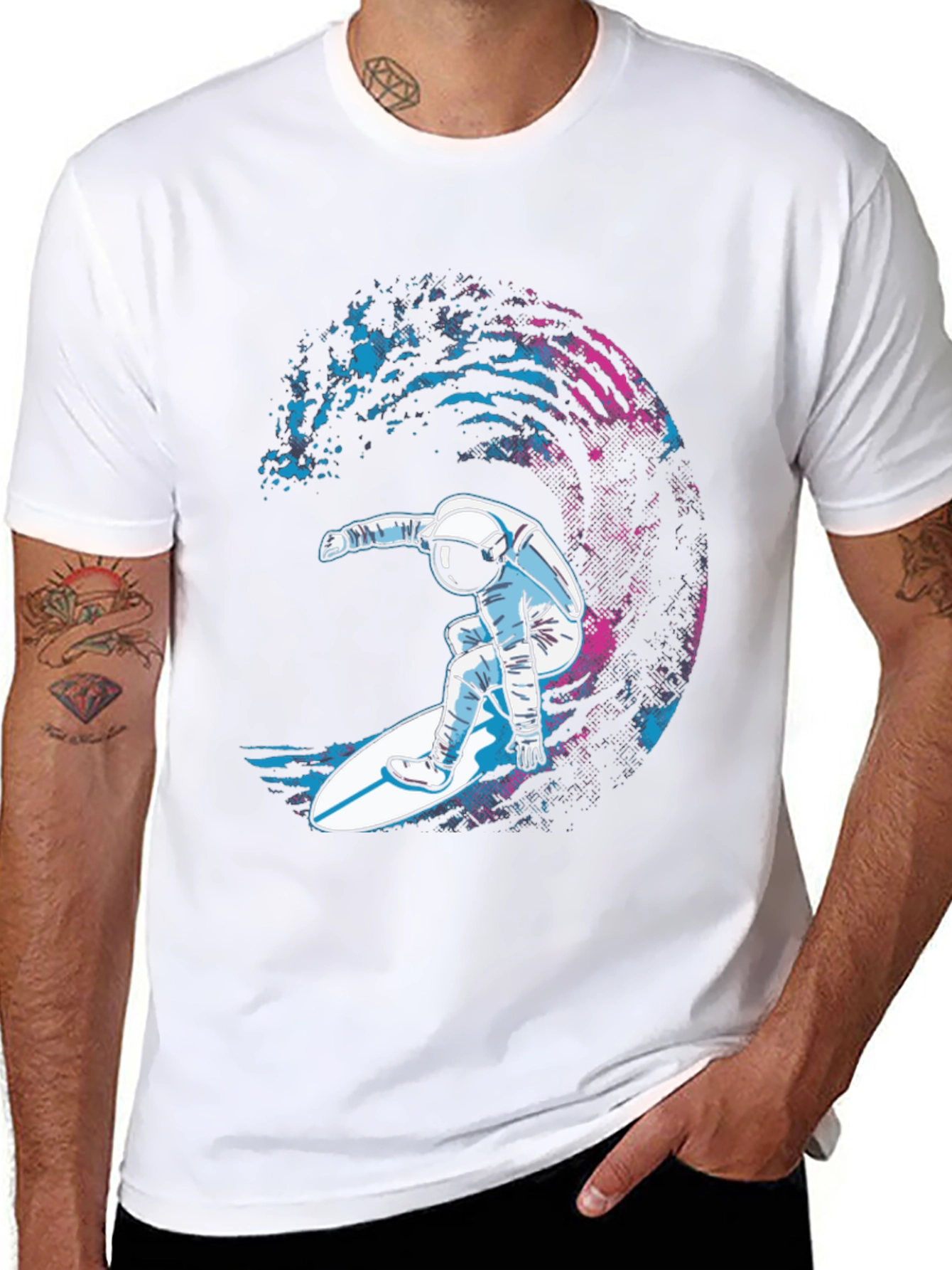 Astronaut Surfer Black T-Shirt