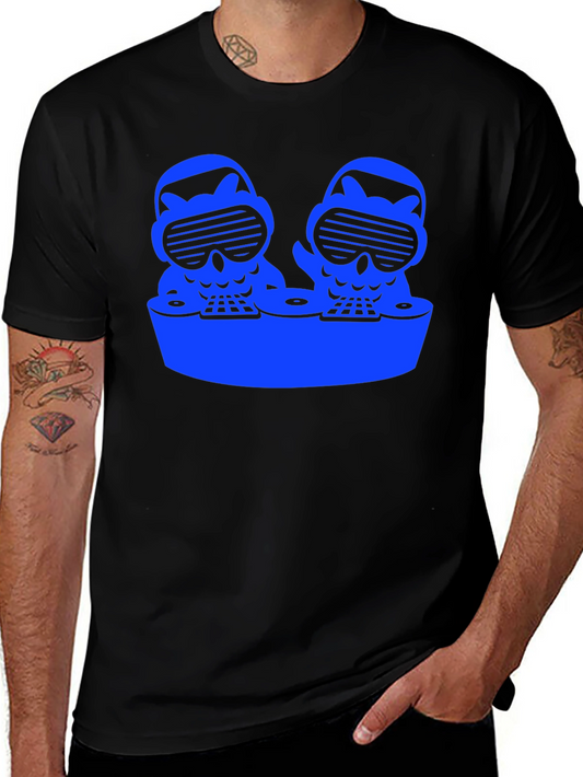 DJ Owls Graphic Tee - Cool Black T-Shirt