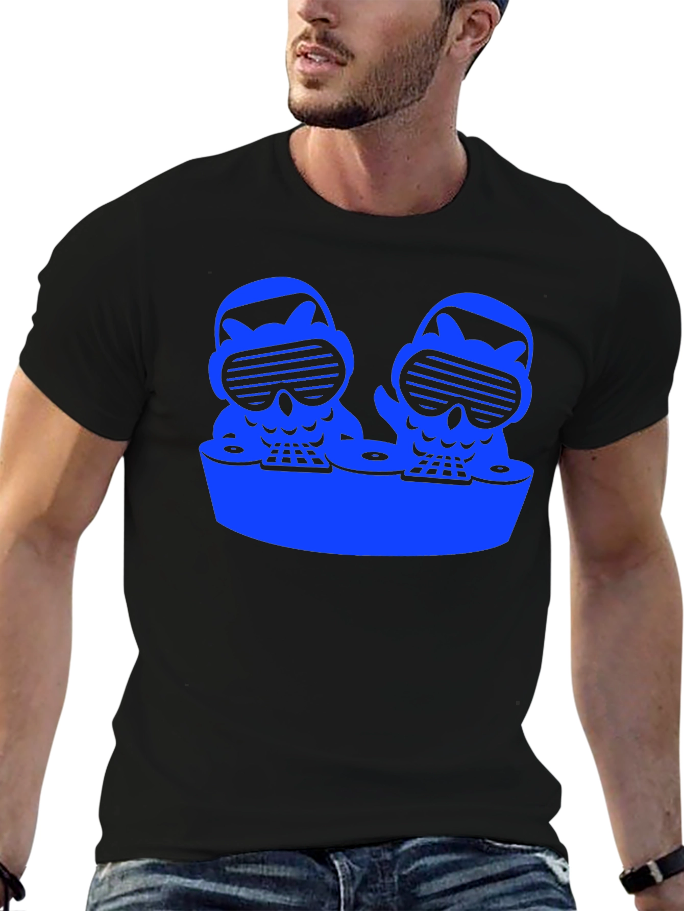 DJ Owls Graphic Tee - Cool Black T-Shirt