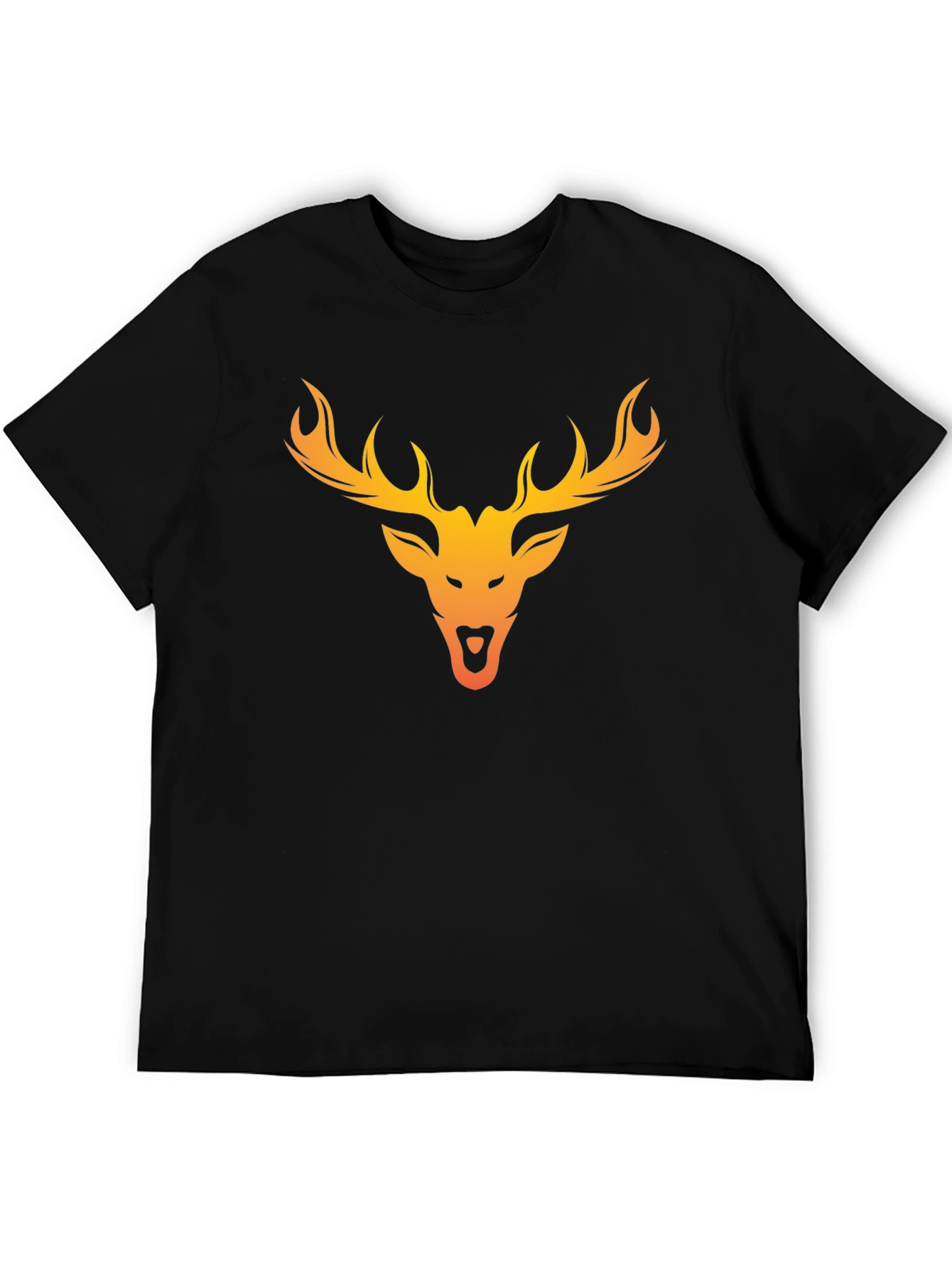 Deer Head Graphic Tee - Black Cotton Blend