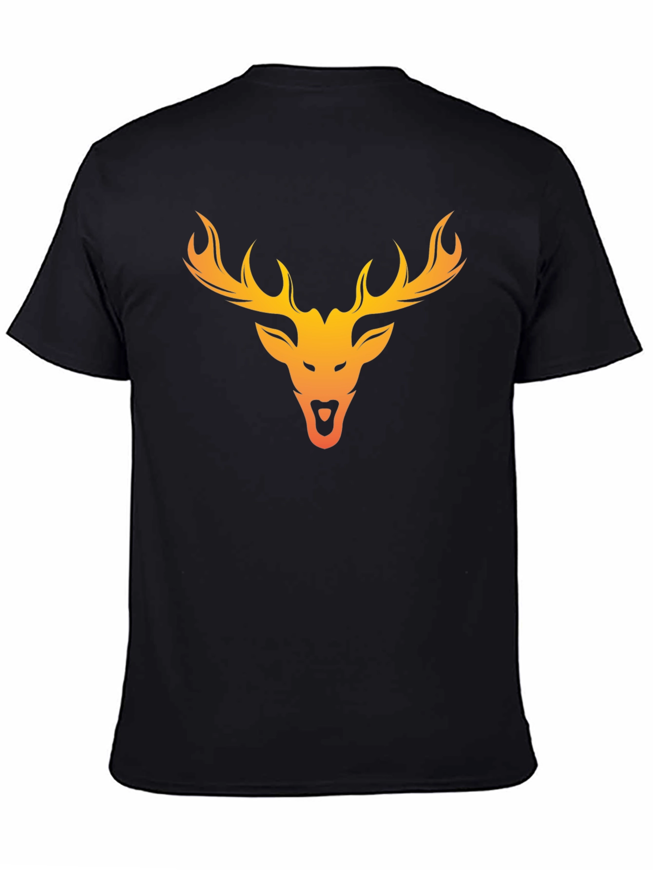 Deer Head Graphic Tee - Black Cotton Blend