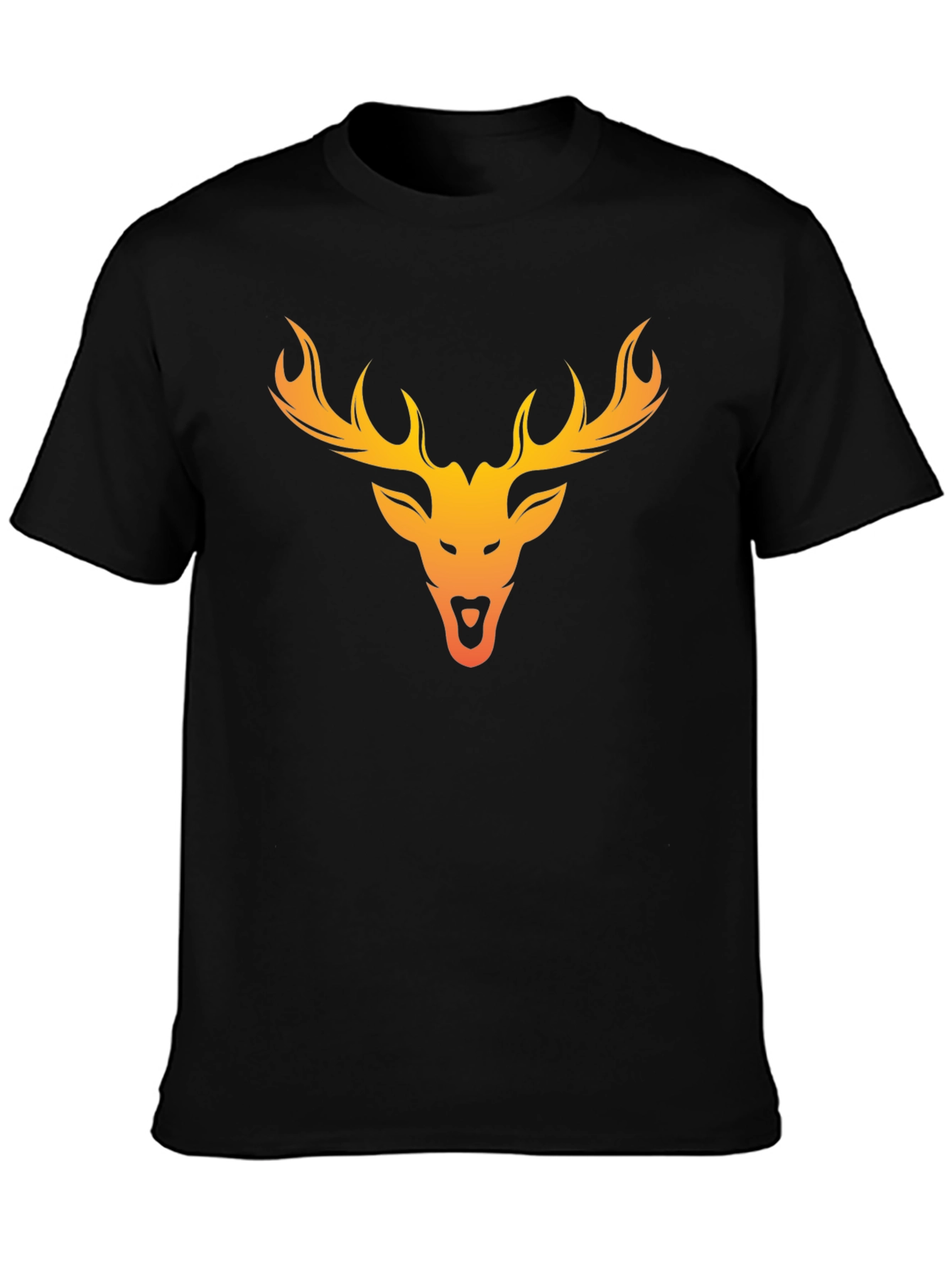 Deer Head Graphic Tee - Black Cotton Blend
