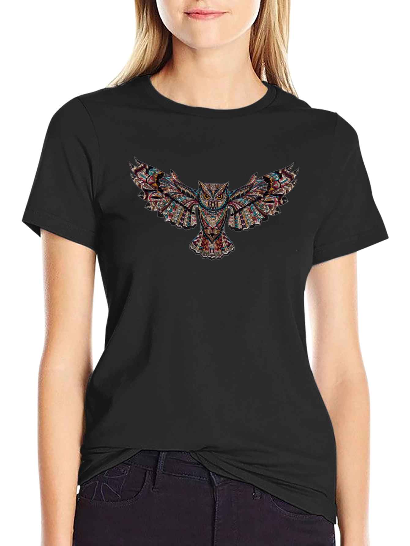 Tribal Owl Graphic Tee - Mens Black T-Shirt